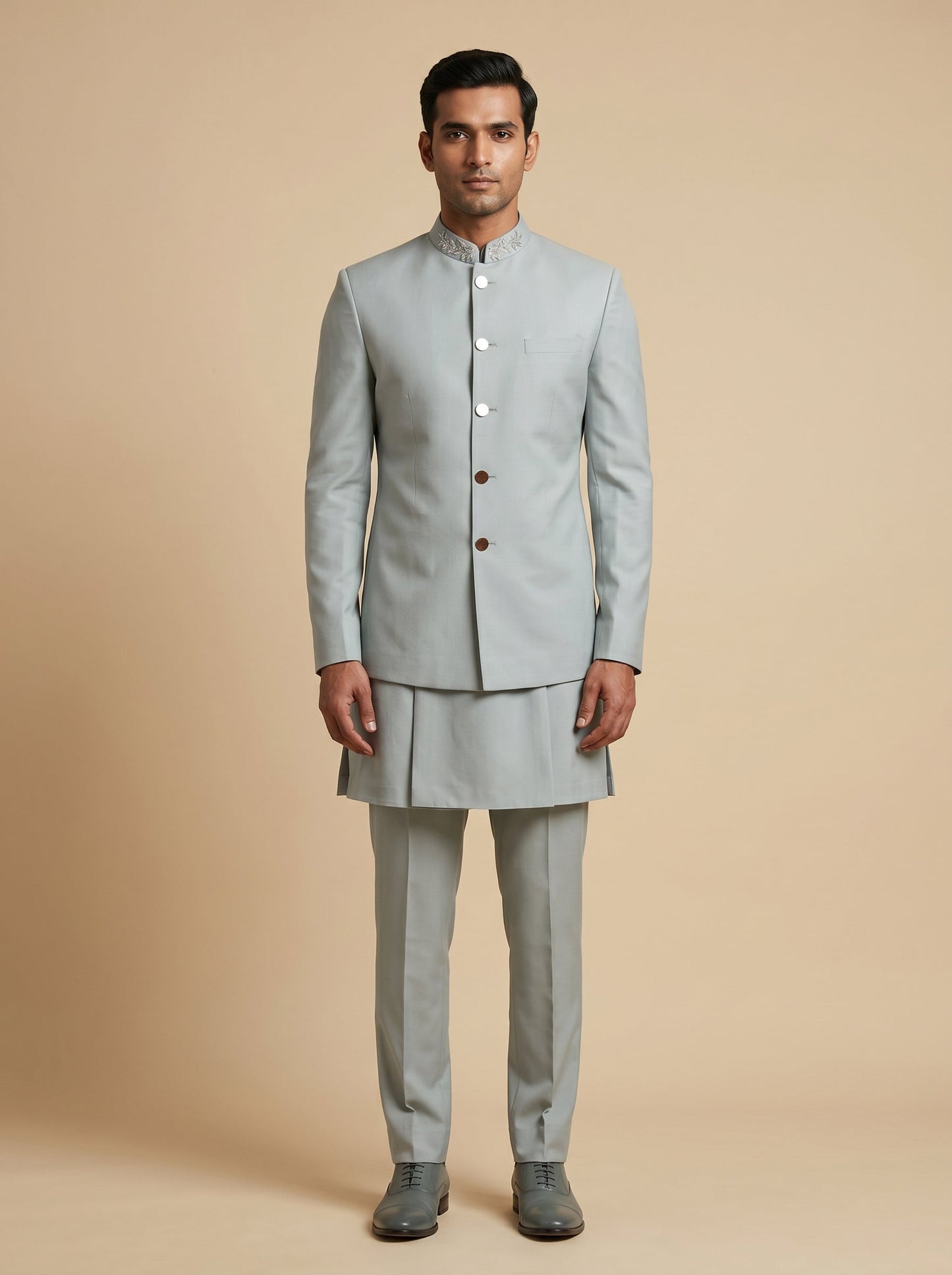 Blue Festive Jacket Kurta Set