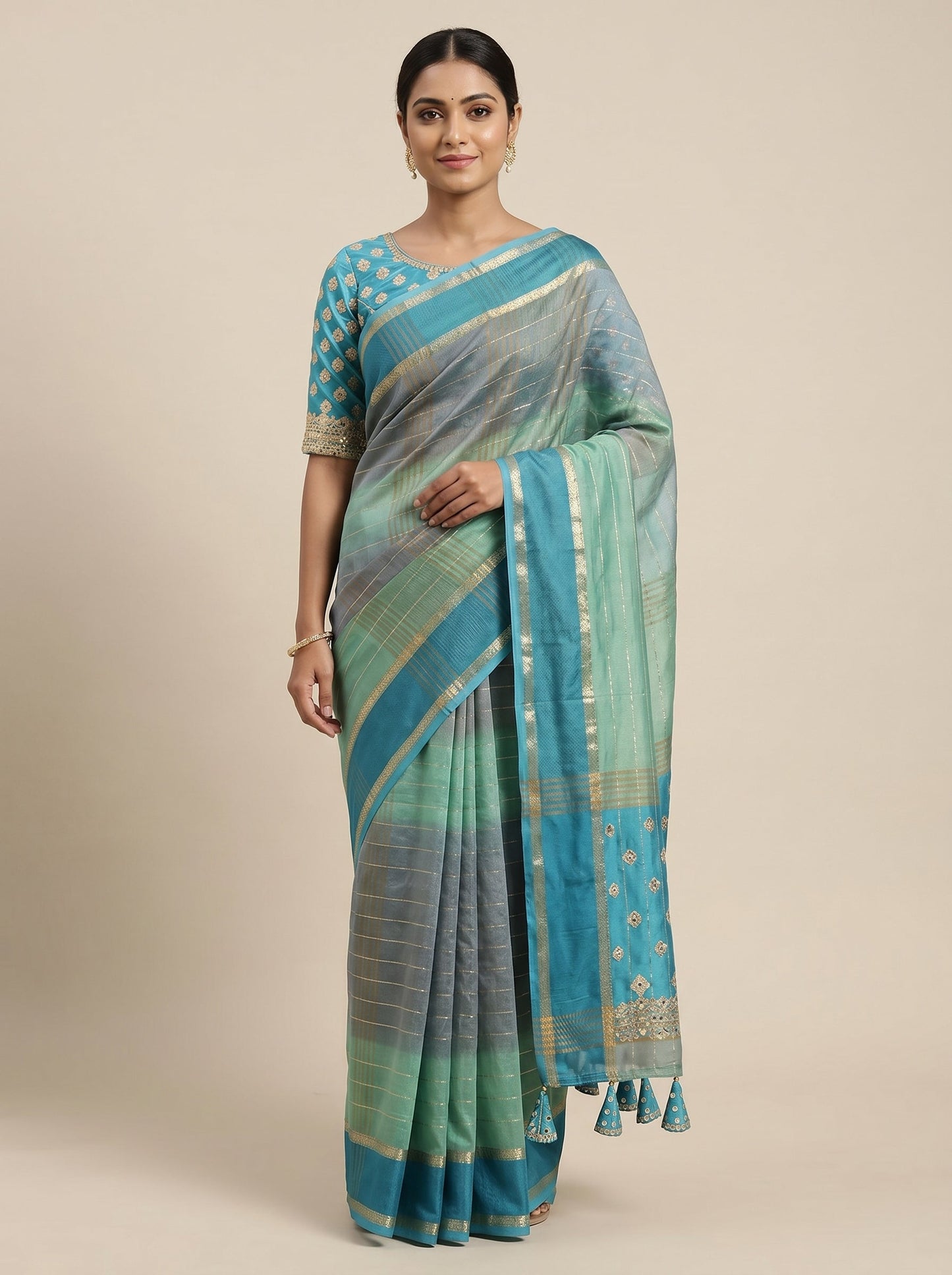 Blue Refined Tone Embroidered Saree