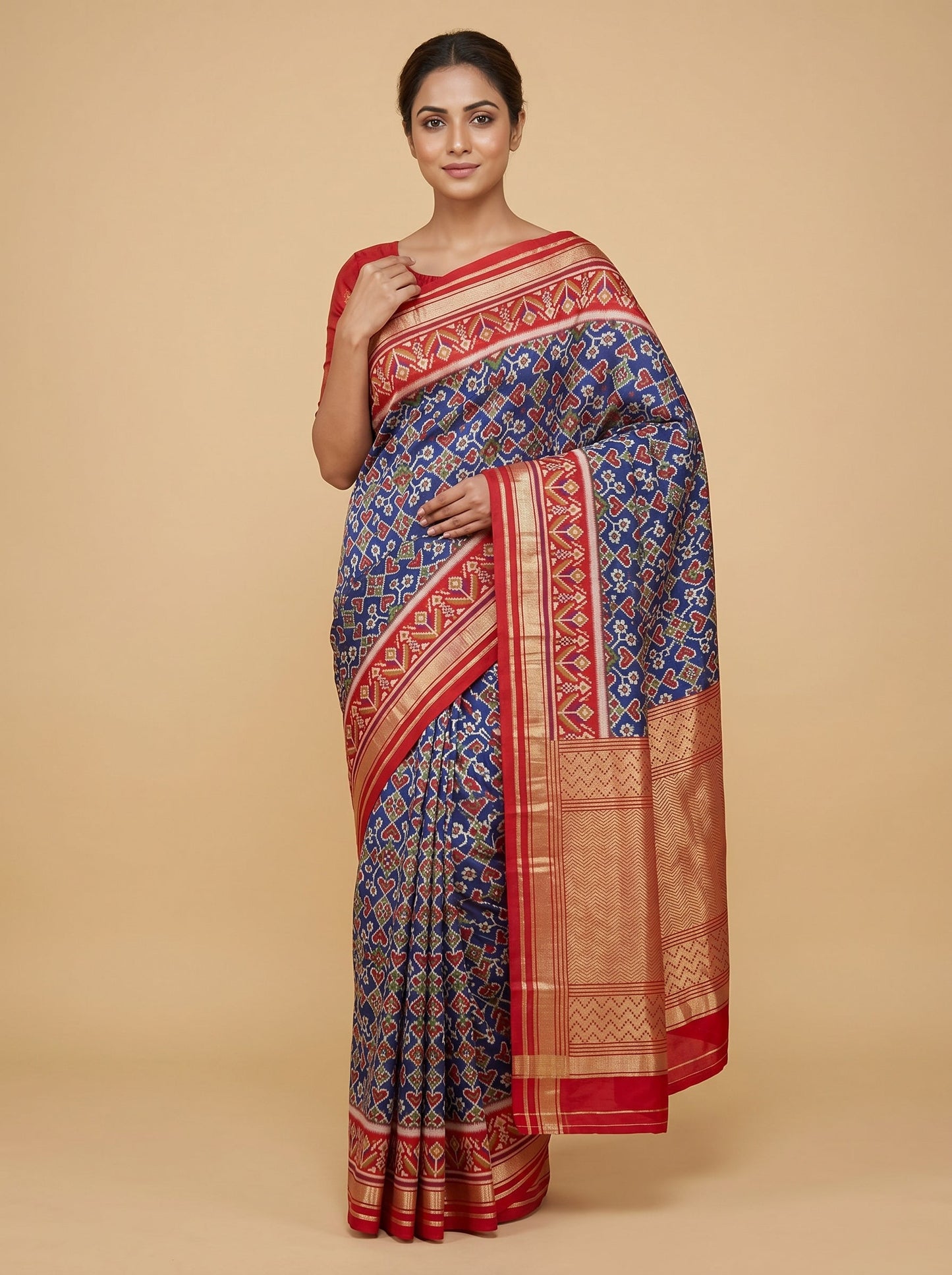 Blue Relaxed-Pleat Handloom Saree