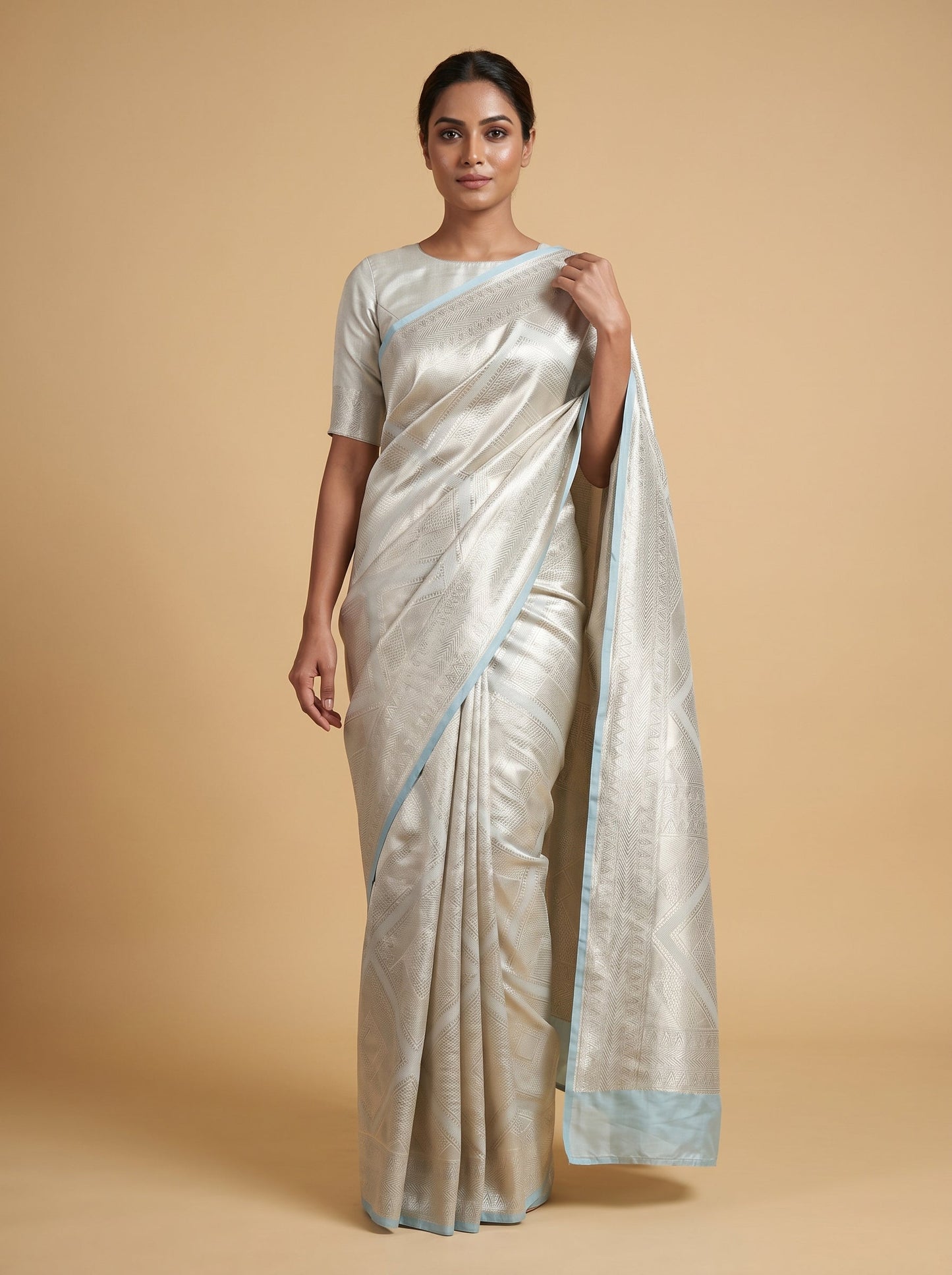 Blue Shimmer Weave Handloom Saree