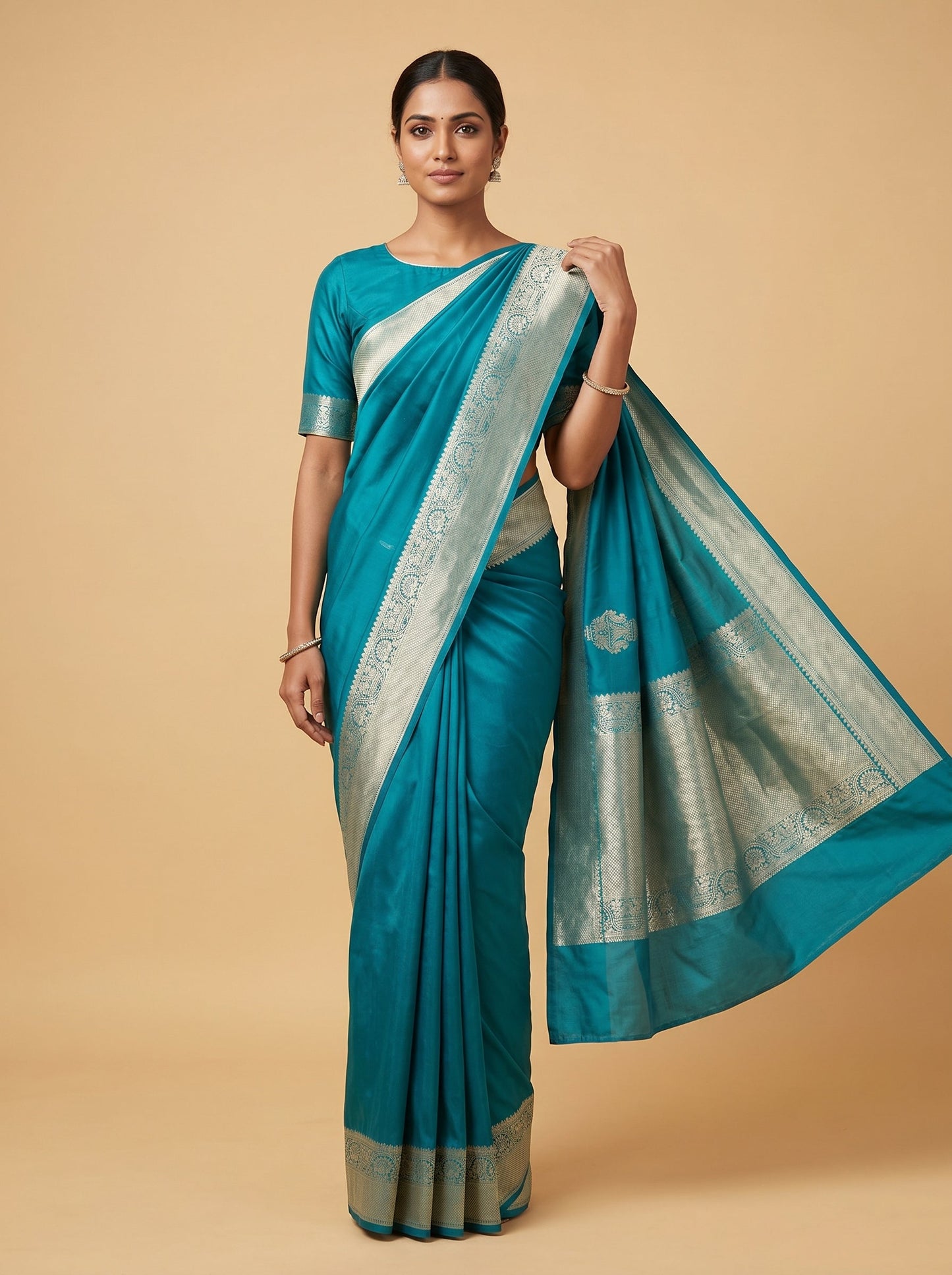 Blue Sleek Grain Handloom Saree