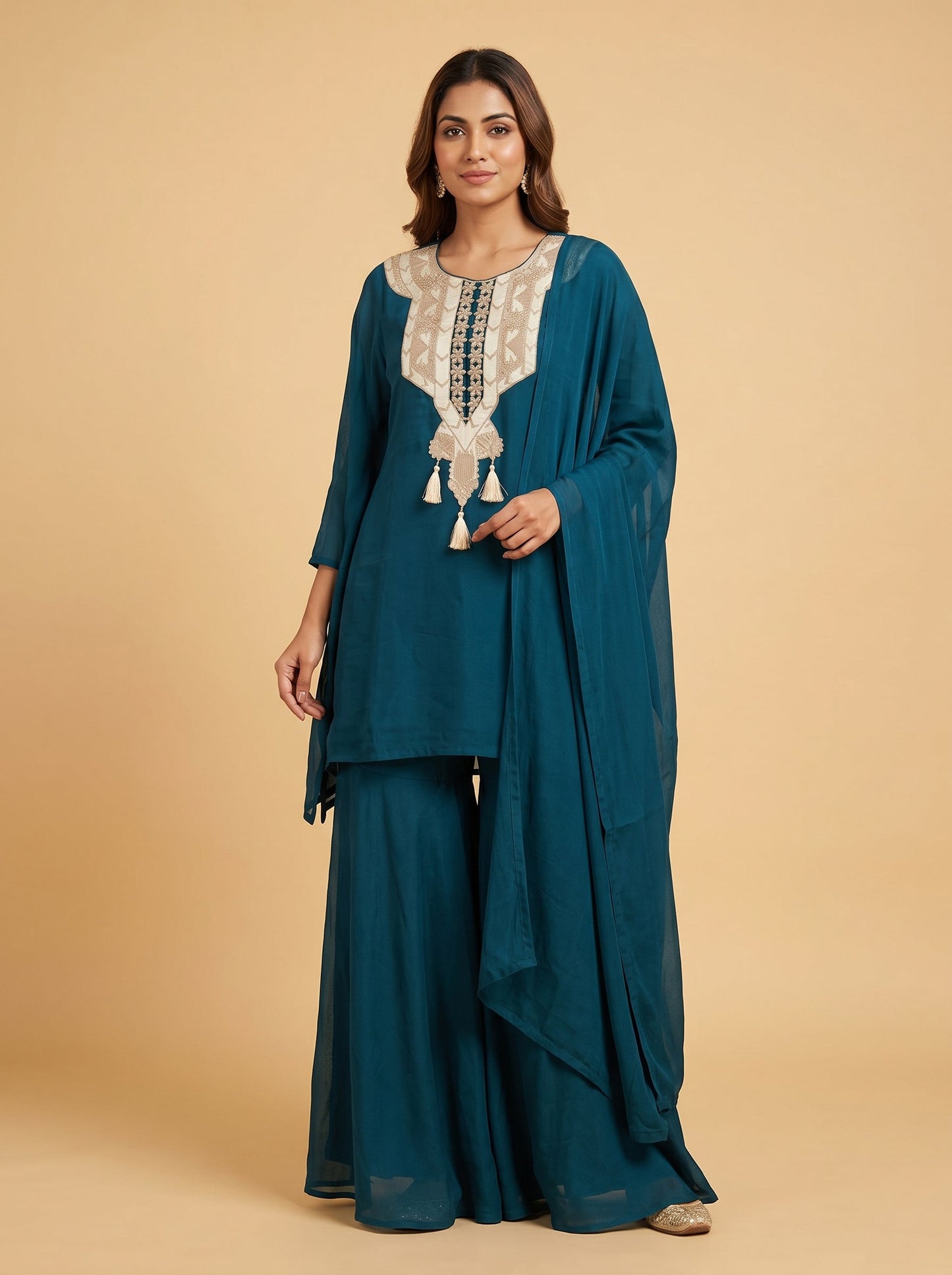 Blue Wave Dhoti Set