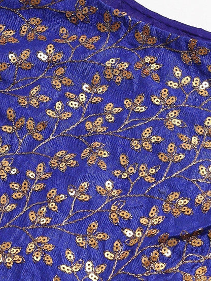 Tulsi Art Blue & Golden Semi-Stitched Myntra Party Wear Lehenga & Unstitched Blouse With Dupatta