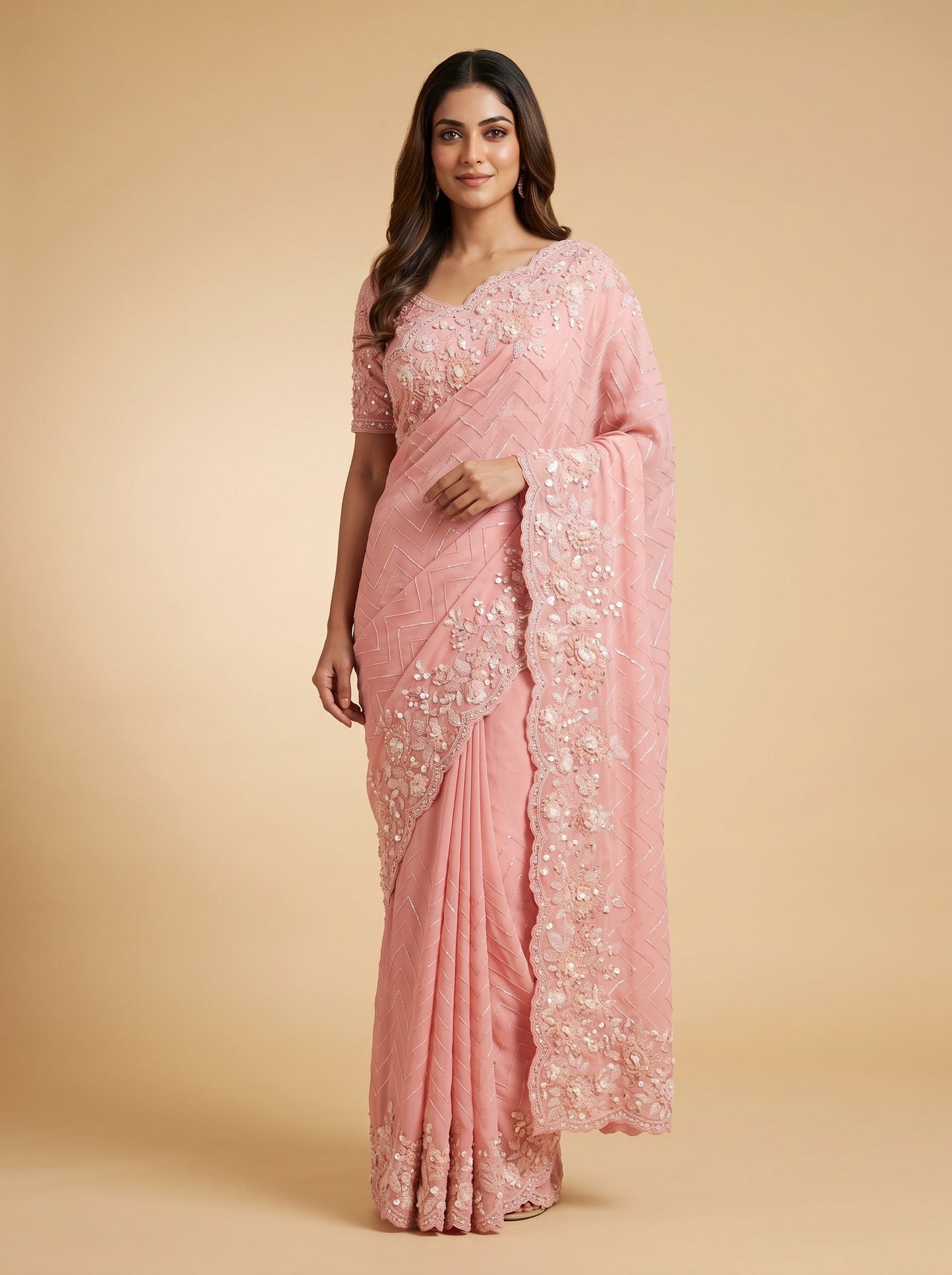Blush Ivory Embroidered Saree