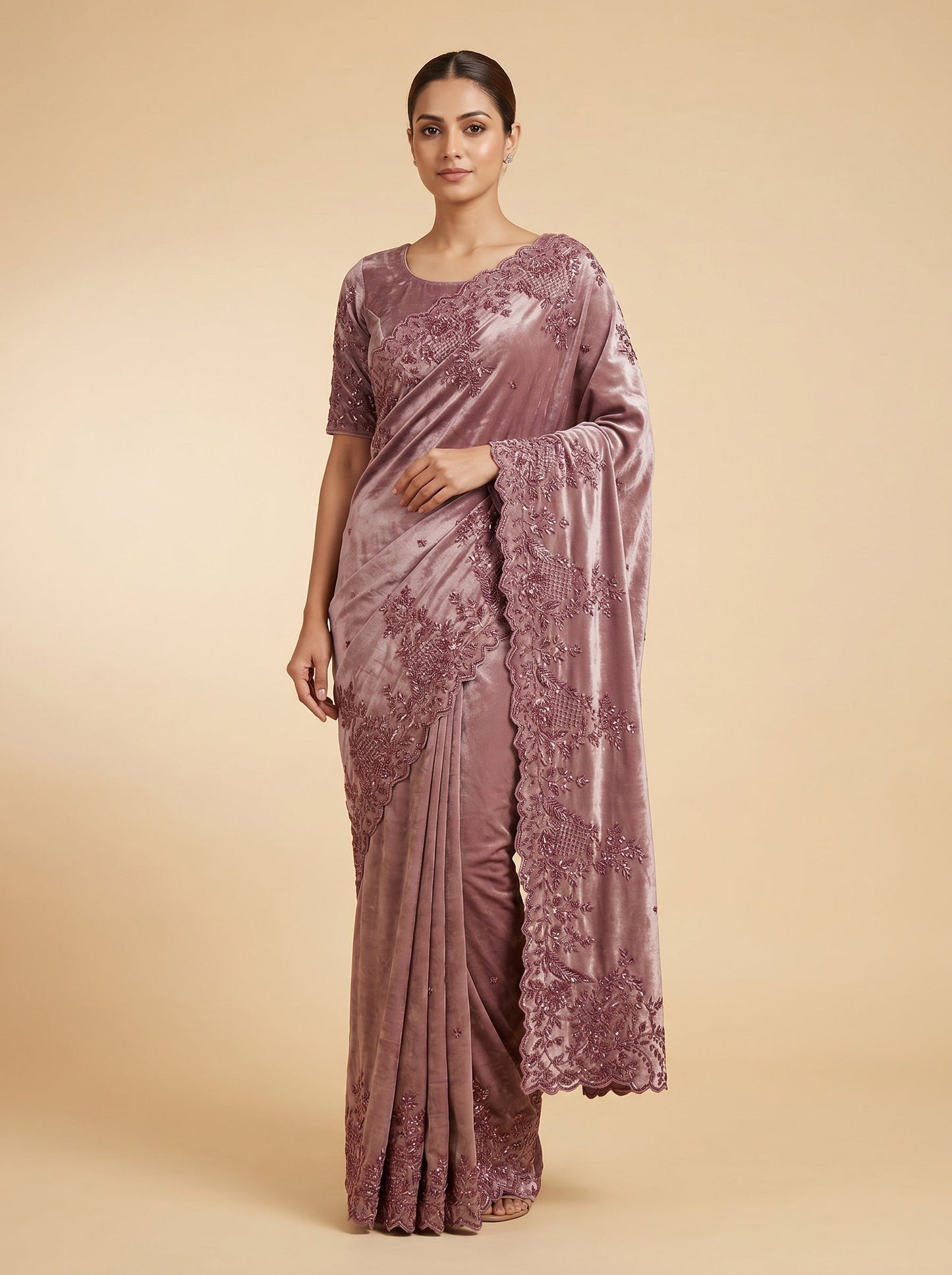 Blush Pink Glow Embroidered Saree