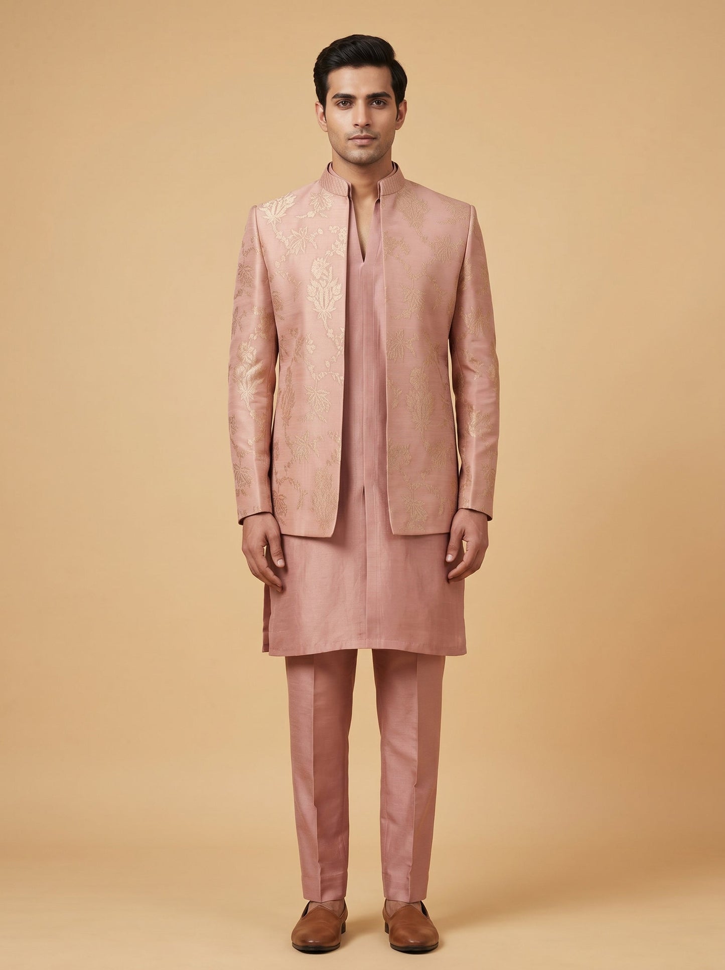 Blush Pink Jacket Kurta Set