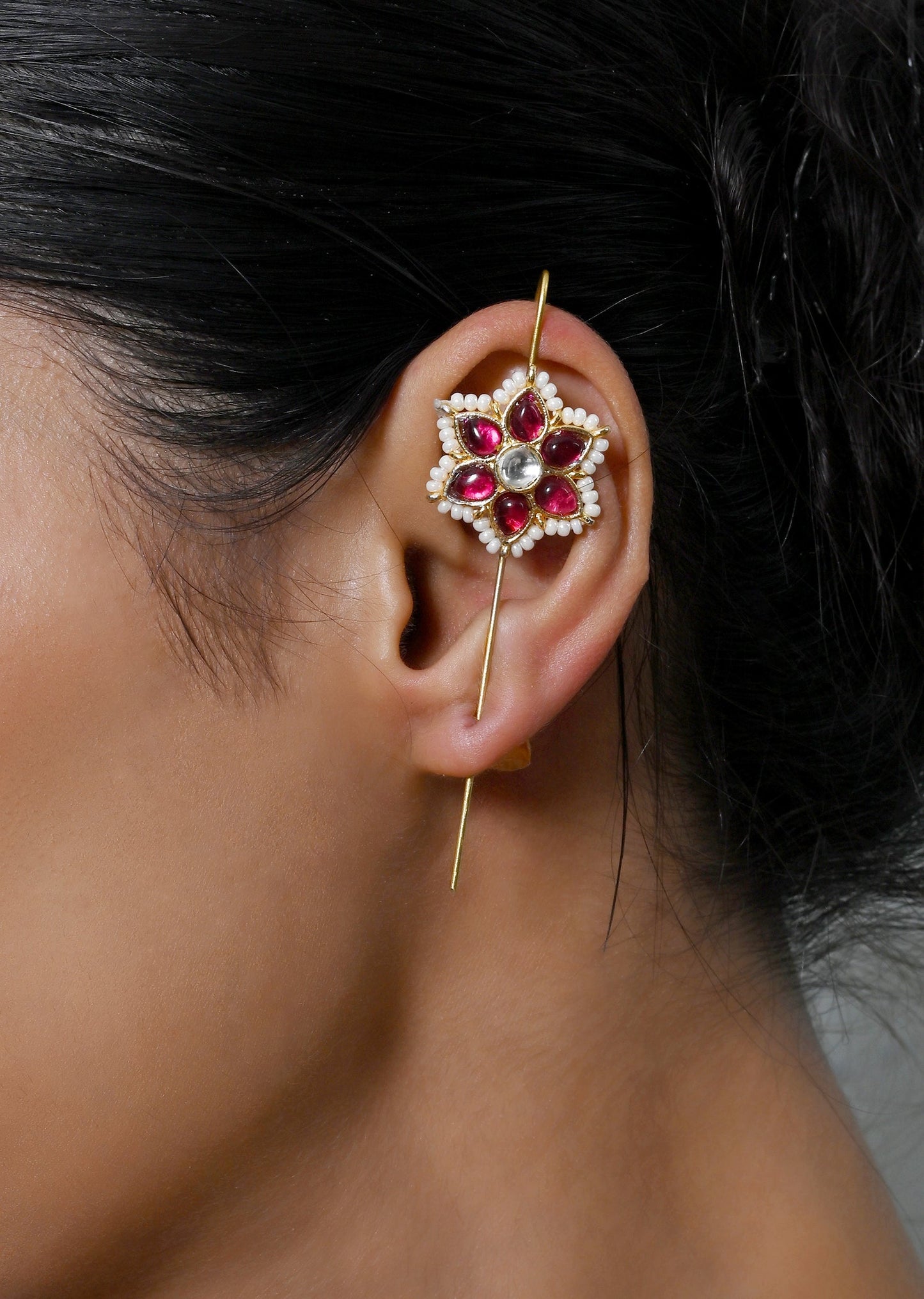 Blush Pink Jadau Kundan Ear Cuffs