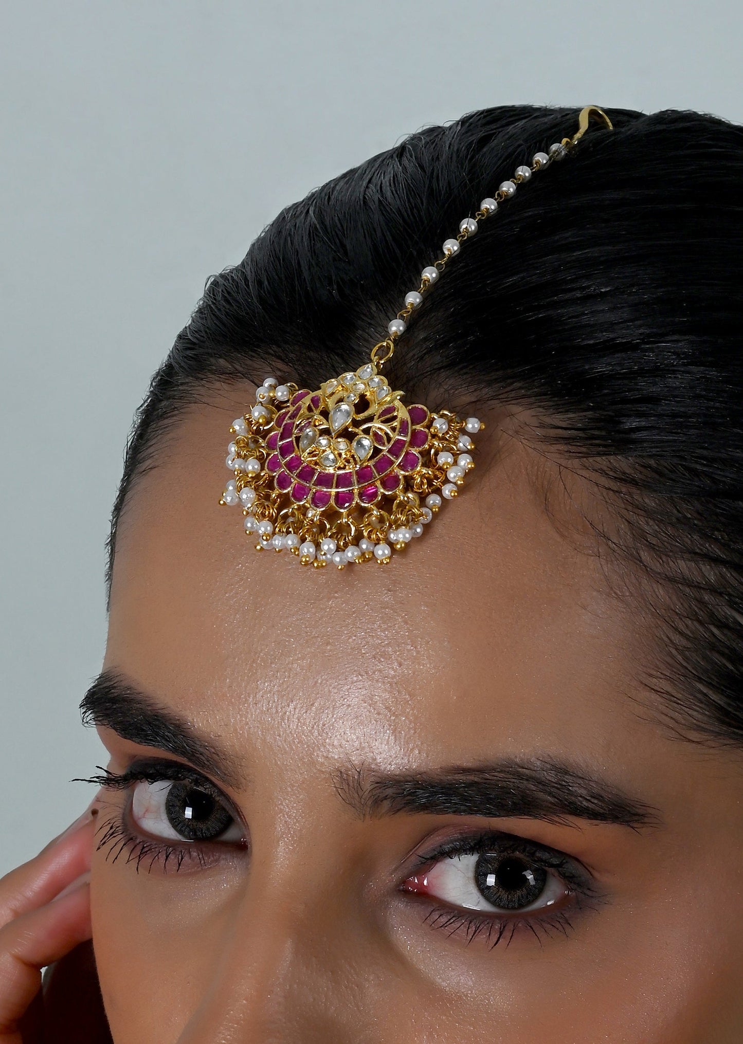 Blush Pink Kundan Maang Tikka