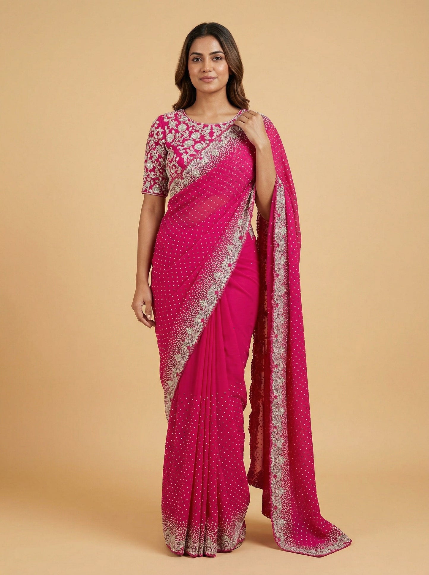 Blush Rani Embroidered Saree
