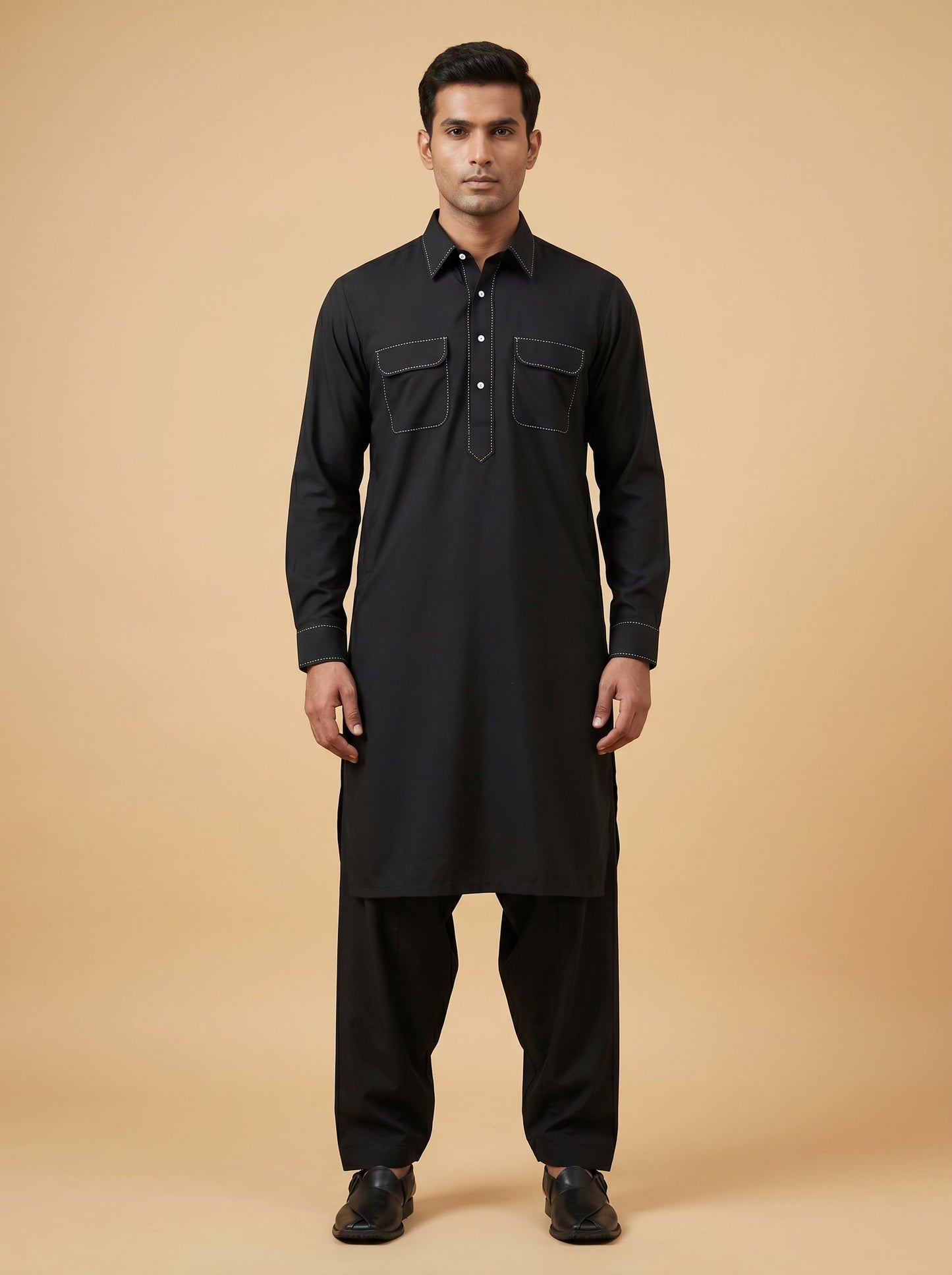 Bold Black Printed Kurta Set