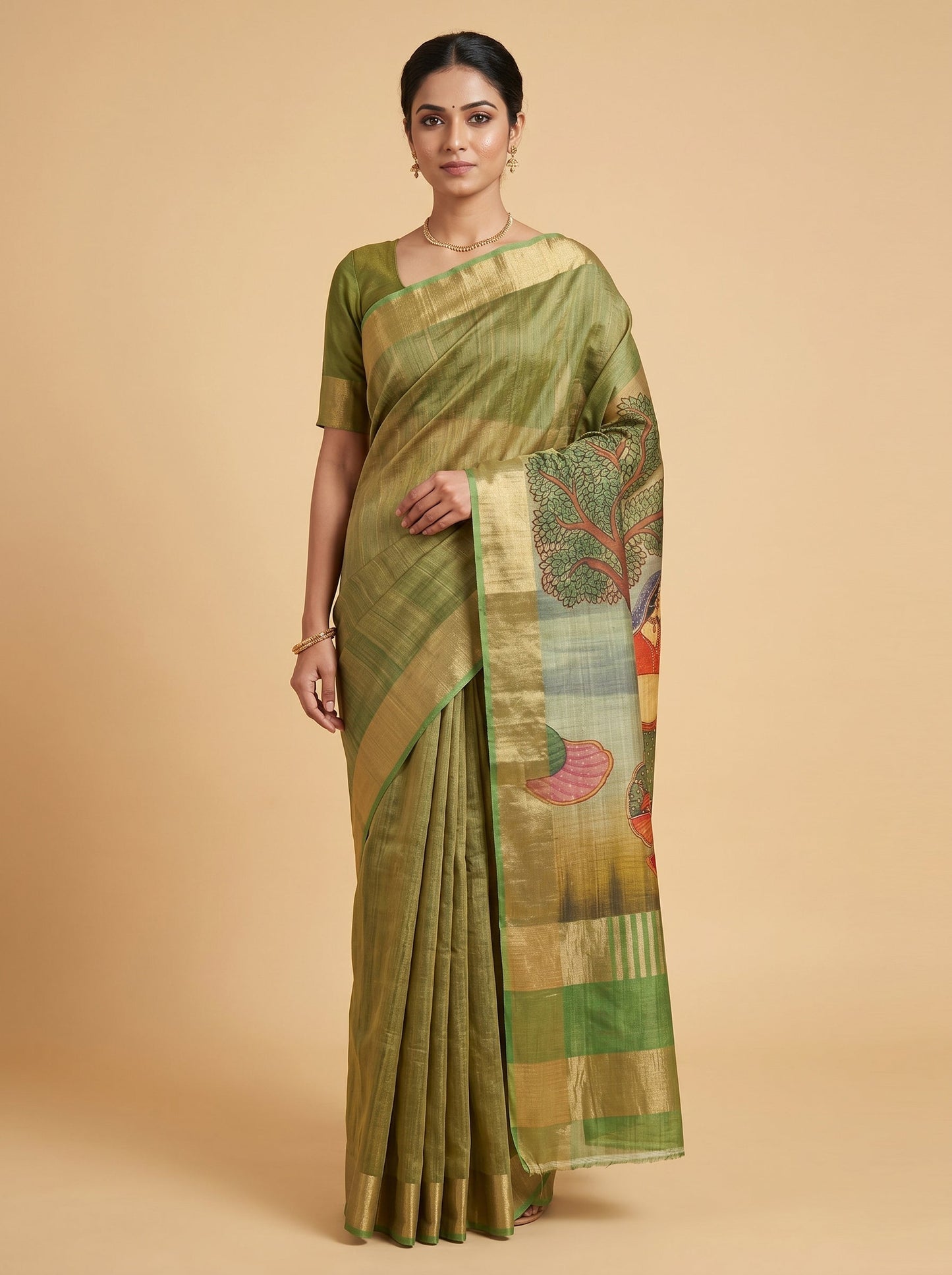 Bottle Green Forest Handloom Saree