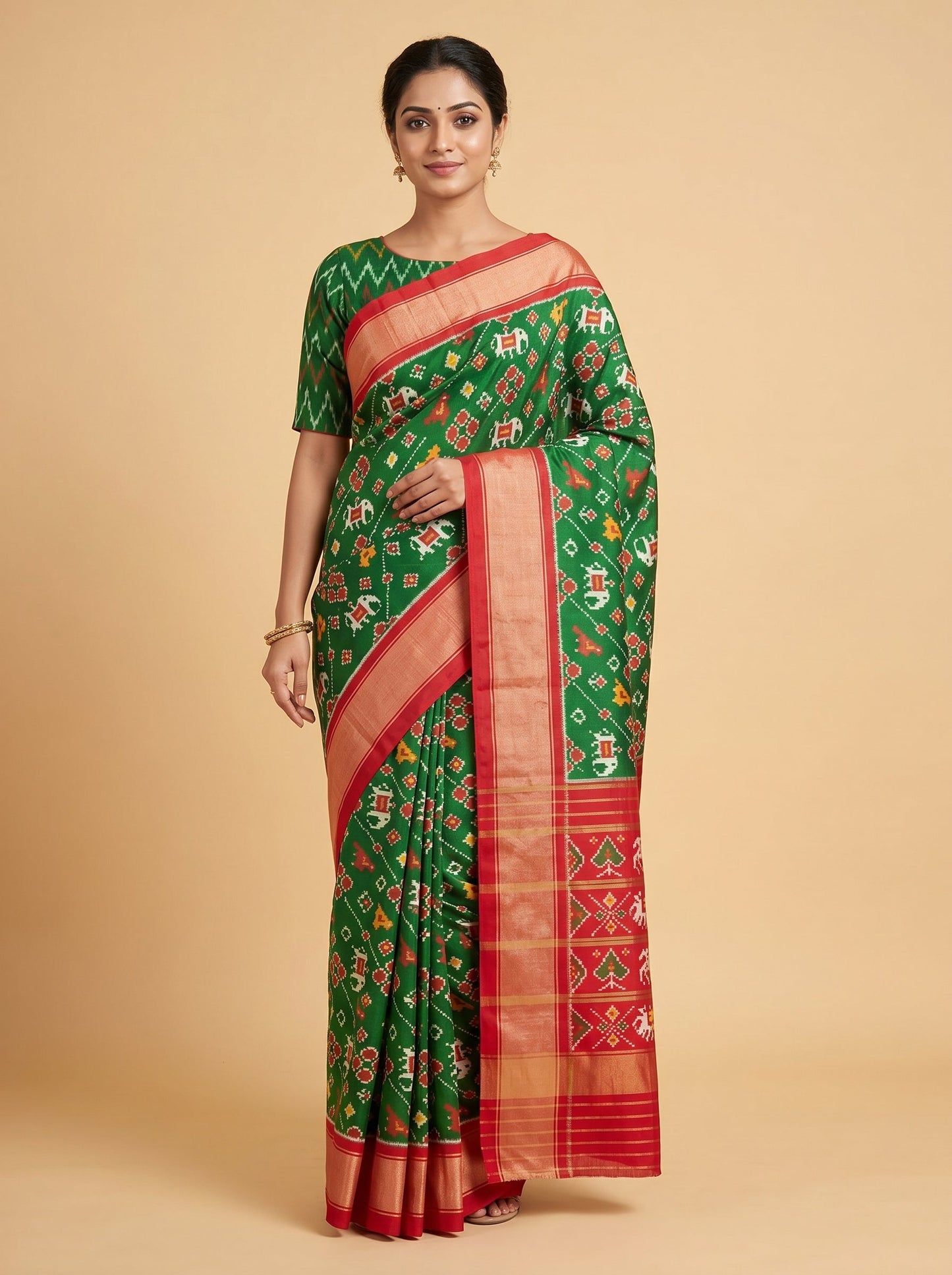 Bottle Green Handloom Saree with Rich Tone