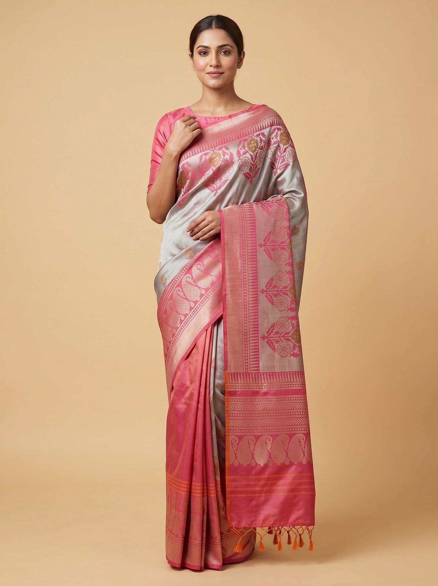Bottle Green Plush Sheen Handloom Saree