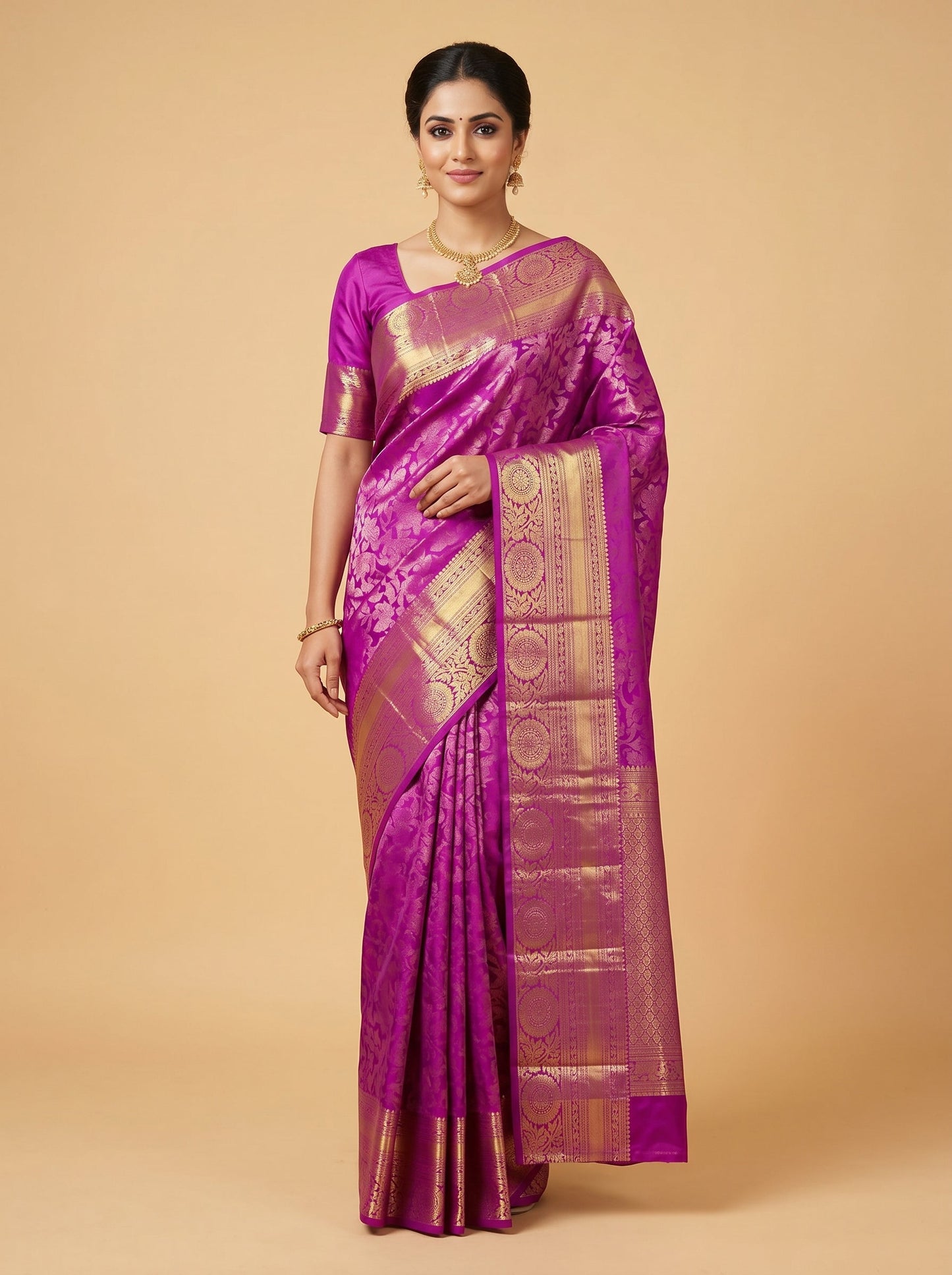 Bright Purple Bold Handloom Saree
