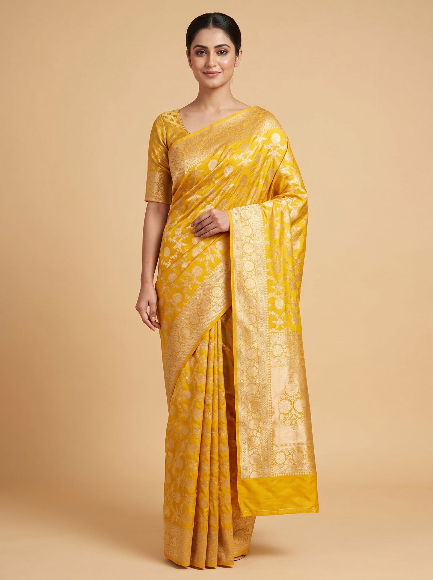 Bright Yellow Shine Saree