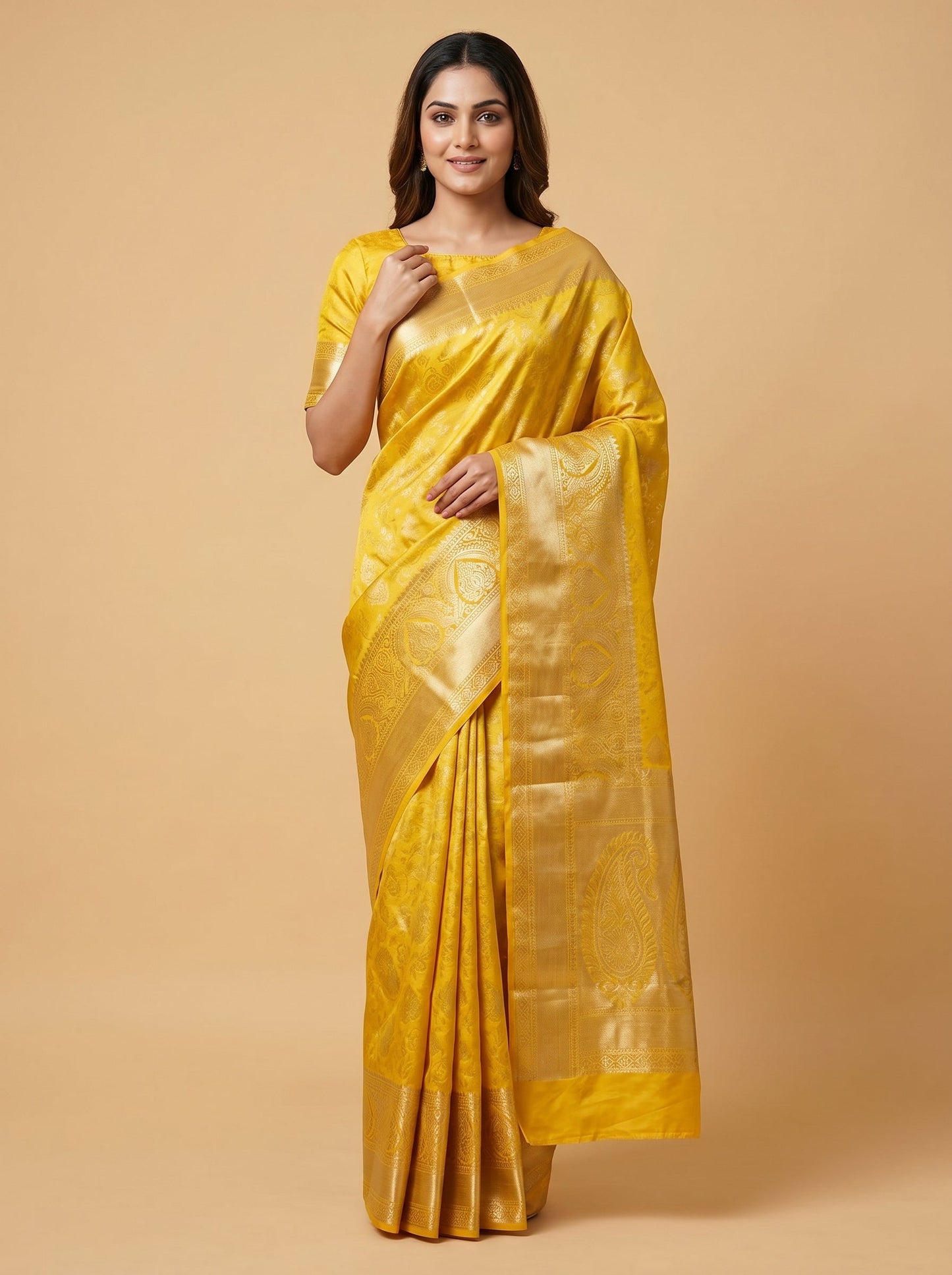 Bright Yellow Sunshine Handloom Saree