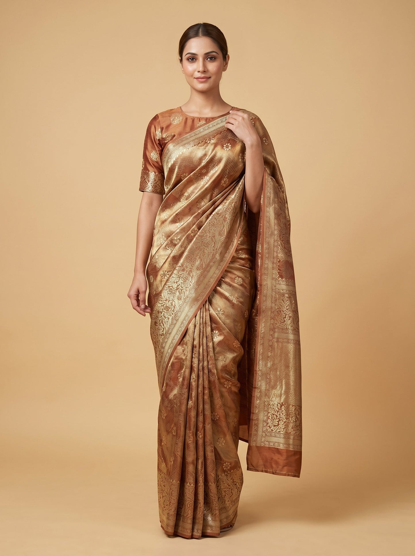 Bronze Warm Tone Handloom Saree