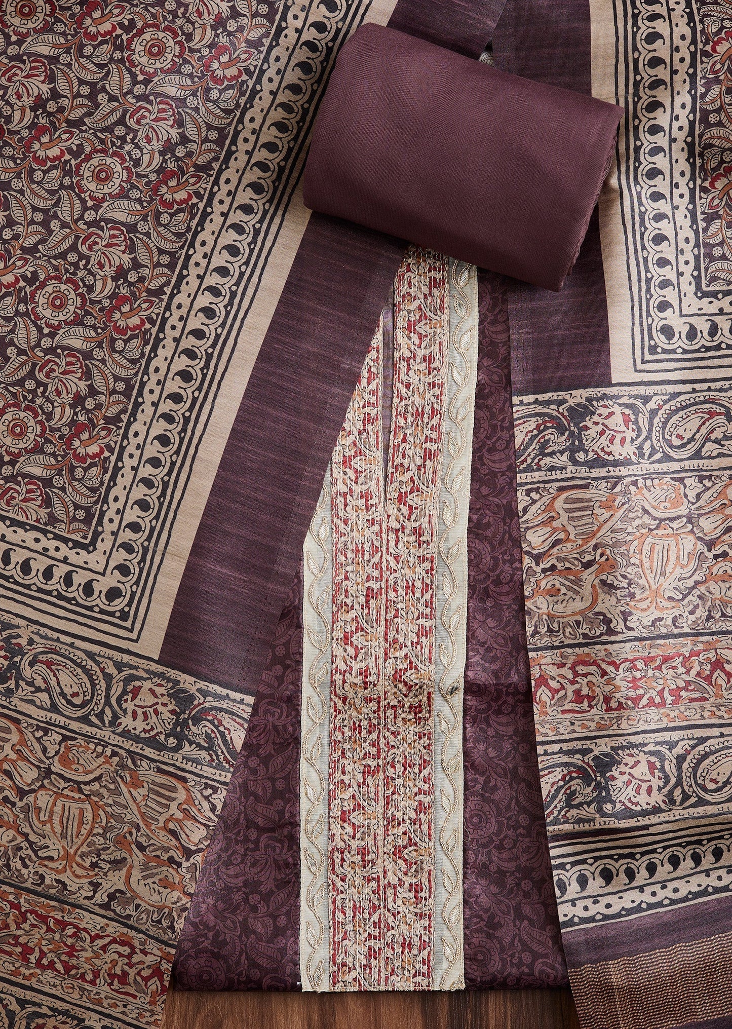 Brown Dola Silk Suit Set