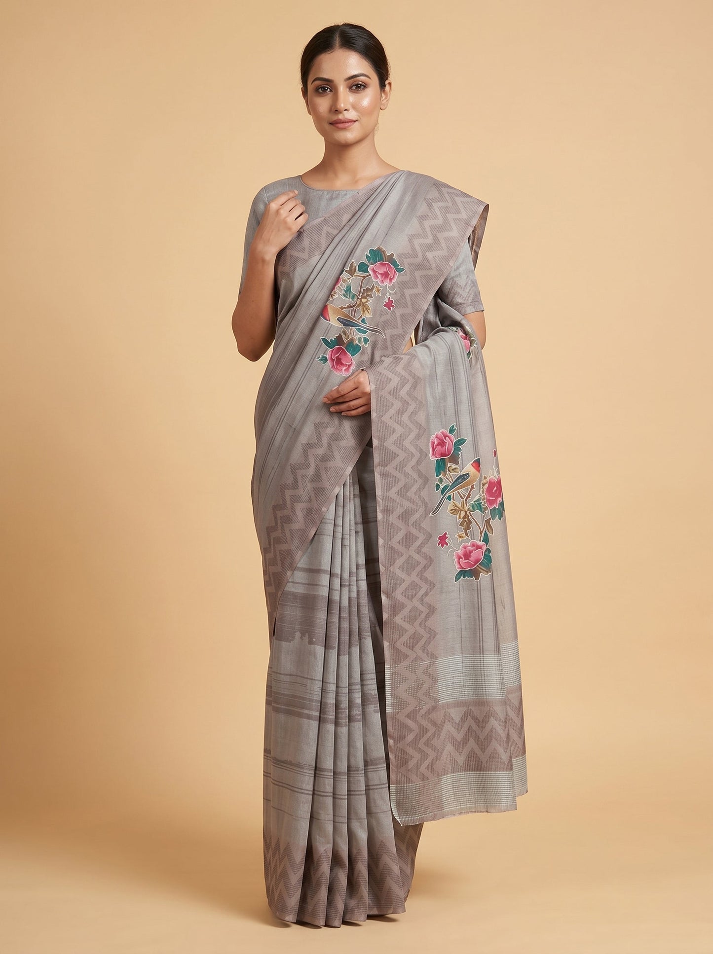 Brown Earth Tone Handloom Saree