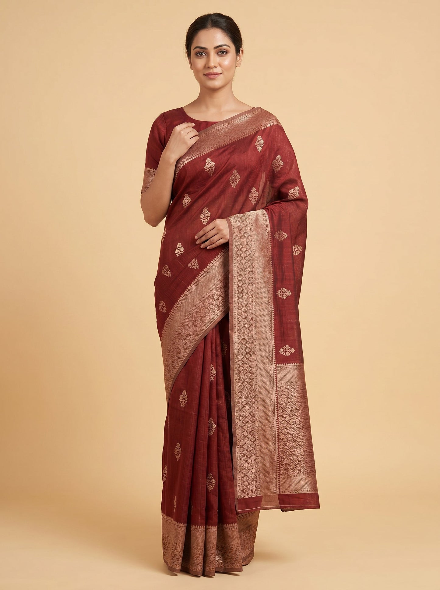 Brown Earthy Loom Handloom Saree