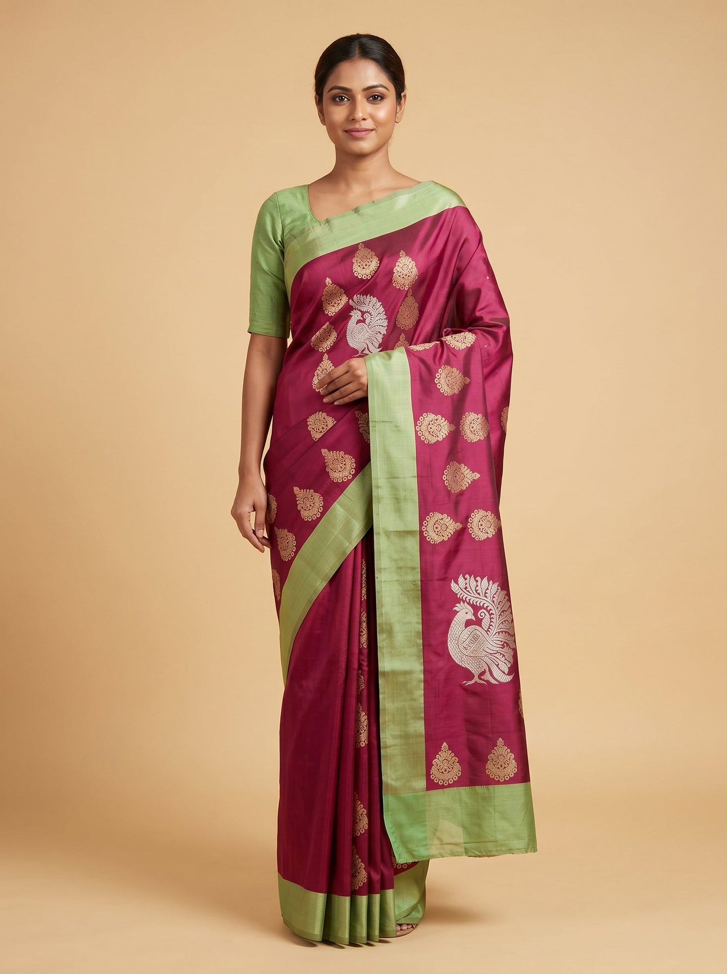 Brown Grounded Grain Handloom Saree