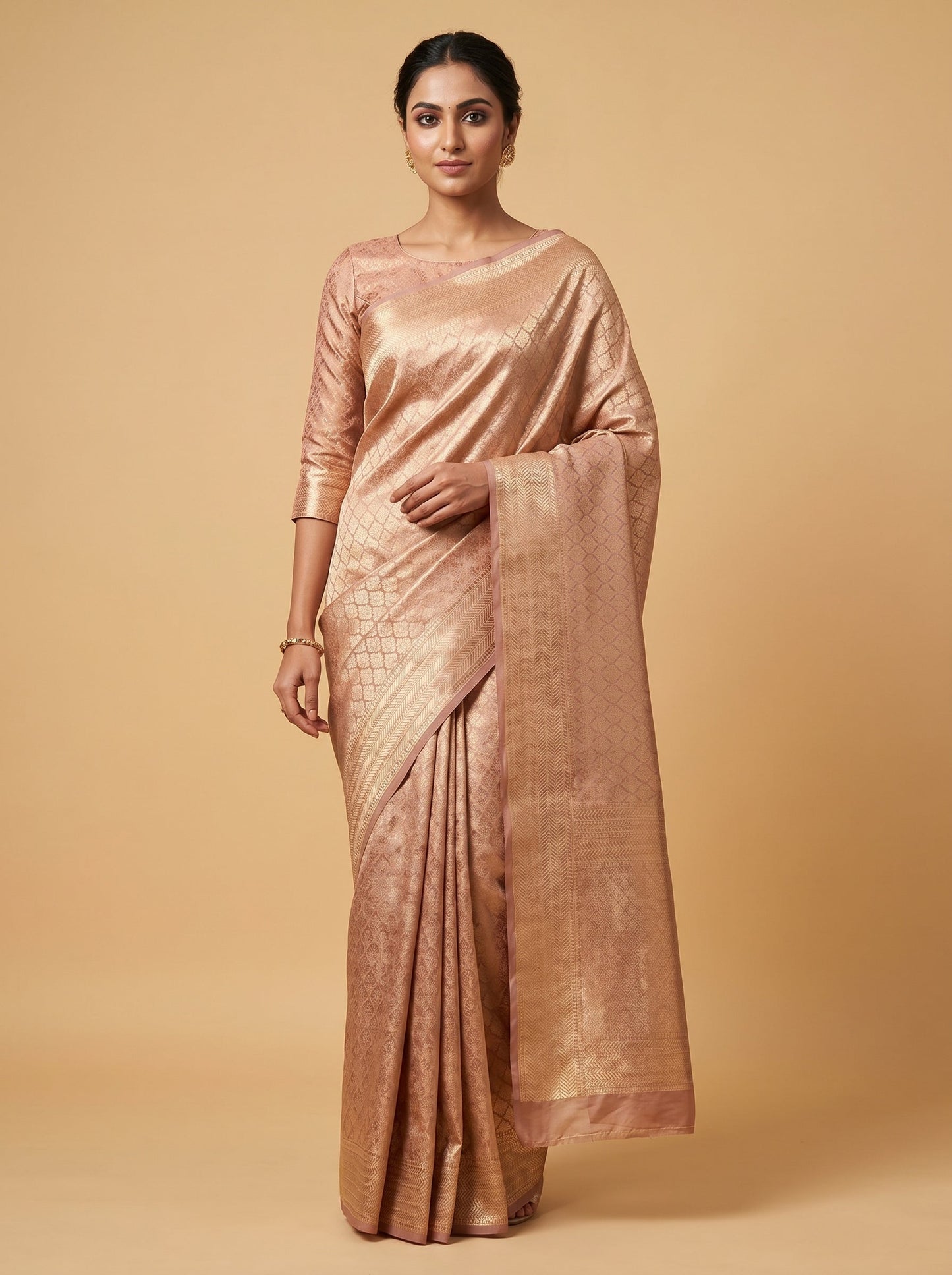 Brown Rustic Flow Handloom Saree