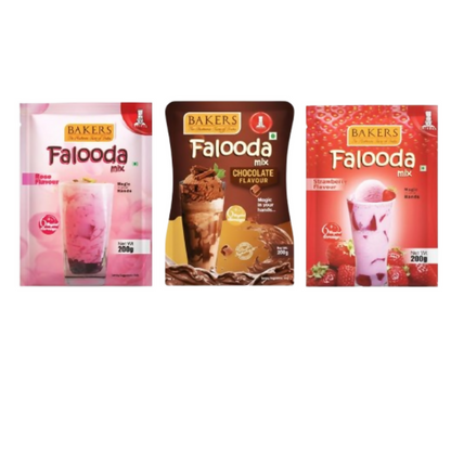 BAKERS Chocolate, Rose And Strawberry Flavour Falooda Mix Powder