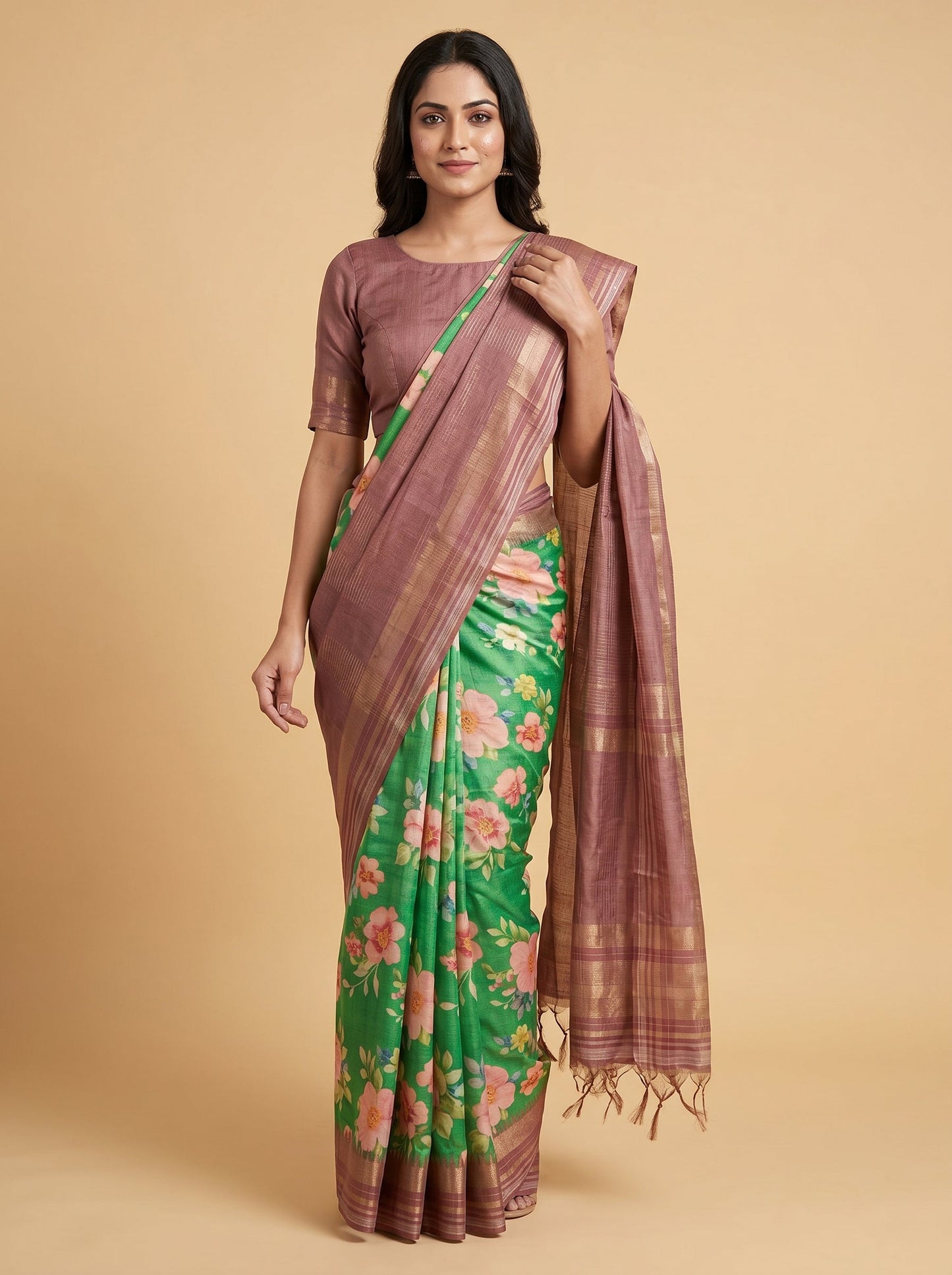 Burgundy Maroon Handloom Saree