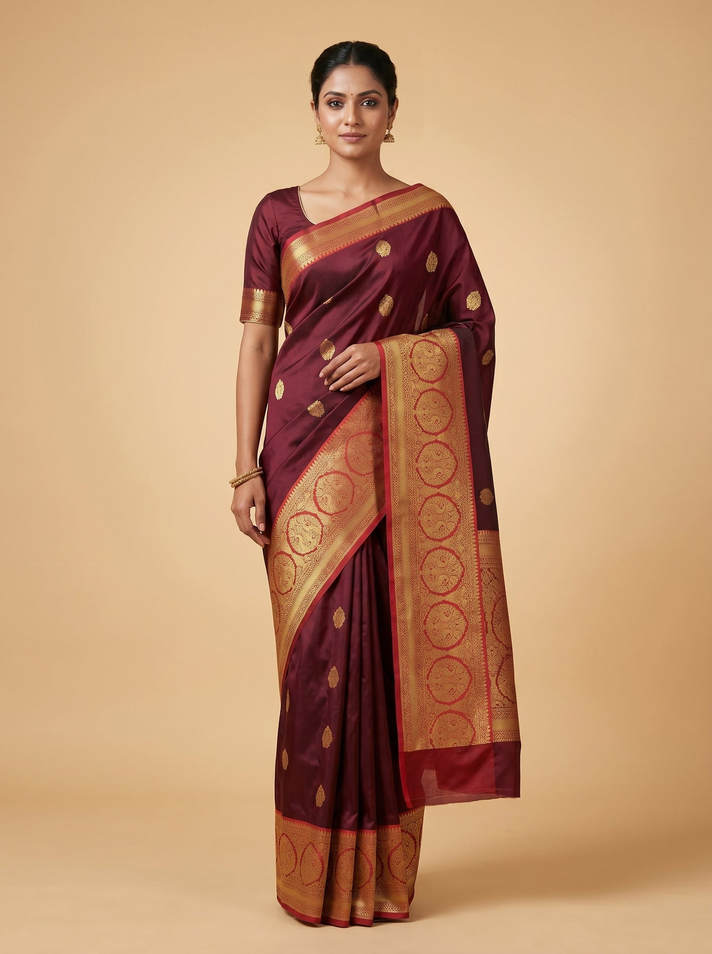Burgundy Wine Handloom Saree
