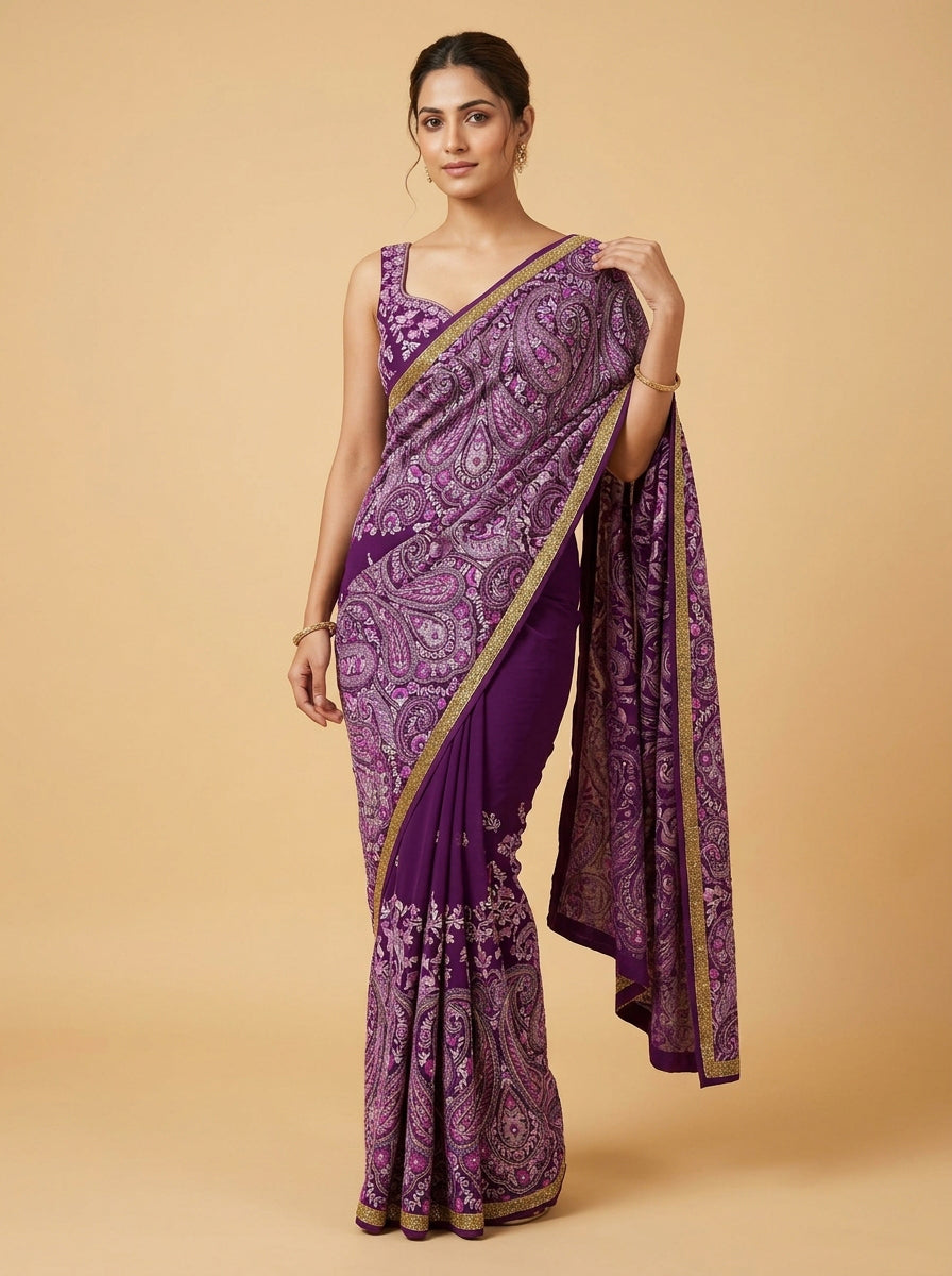 Byzantium Purple Regal Heritage Saree