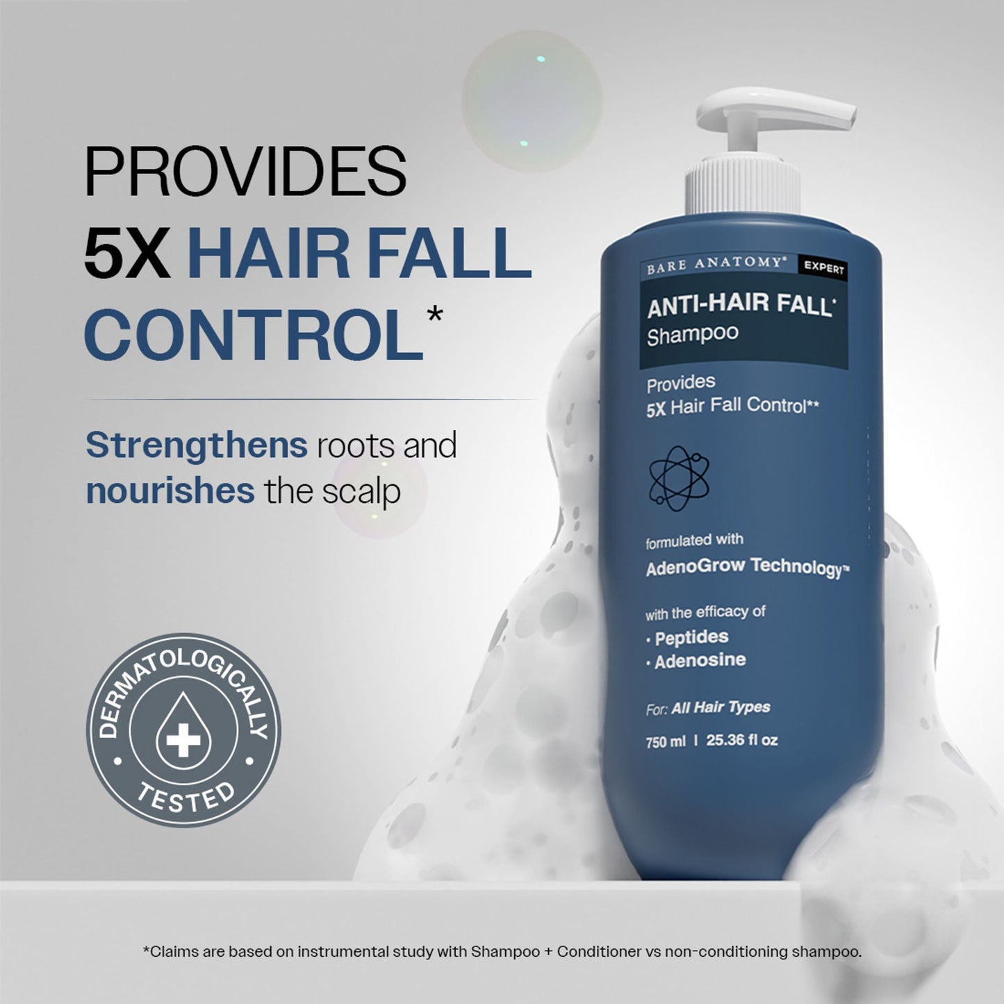 Bare Anatomy Anti-Hair Fall Shampoo 5X Hair Fall Control With Peptides