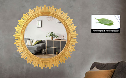 EFINITO Sunburst Wall Mirror, Decorative Framed Mirror for Bathroom, Bedroom, Living Room & Vanity (17 Inch)