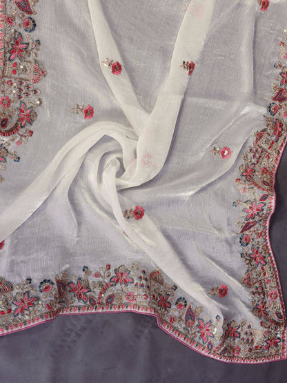 Teeya Creation New Womens Latest Party Wear Soft Chiffon Silk Saree-White