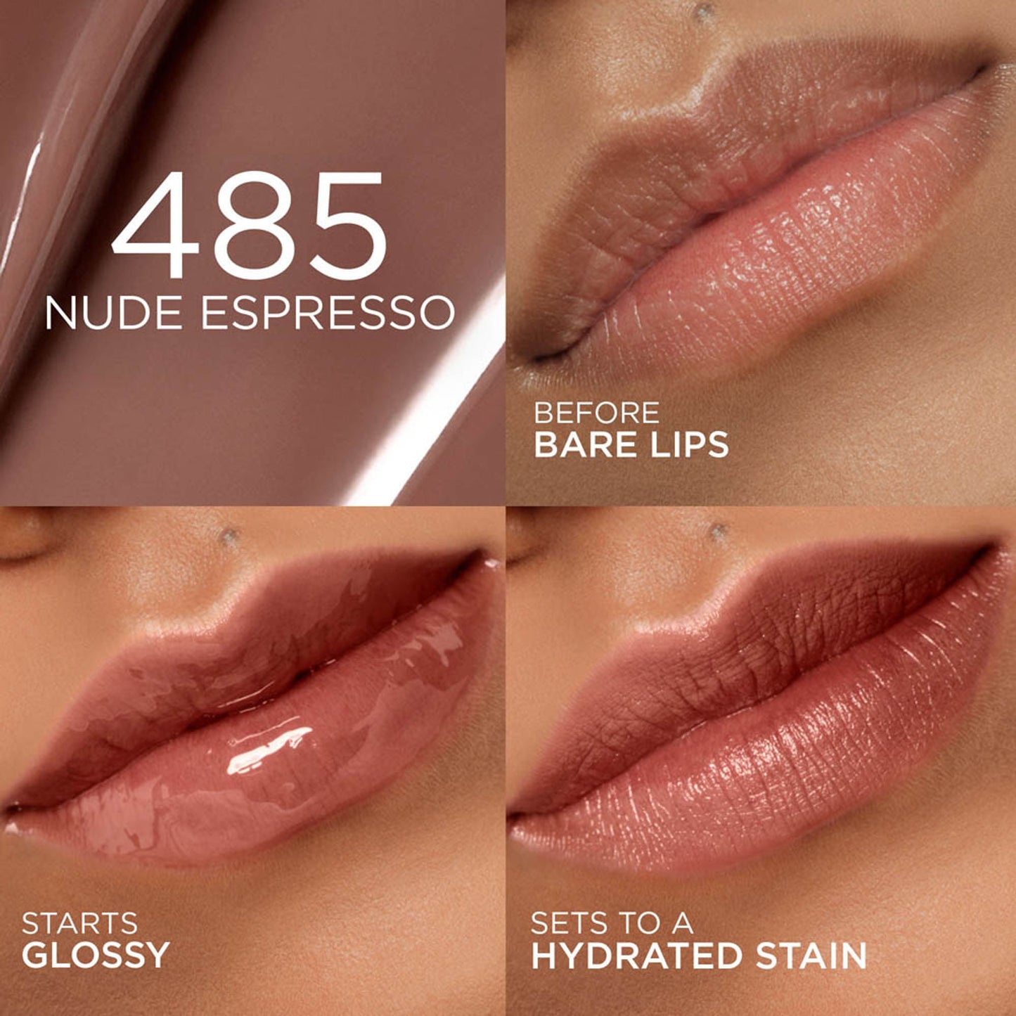 L'Oreal Paris Hyaluron Tint Lip Stain Serum Weightless Color - 485 Nude Espresso