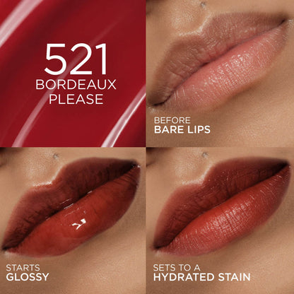 L'Oreal Paris Hyaluron Tint Lip Stain Serum Weightless Color - 521 Bordeaux Please