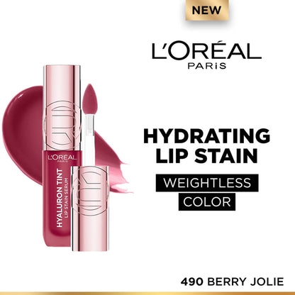 L'Oreal Paris Hyaluron Tint Lip Stain Serum Weightless Color - 490 Berry Jolie