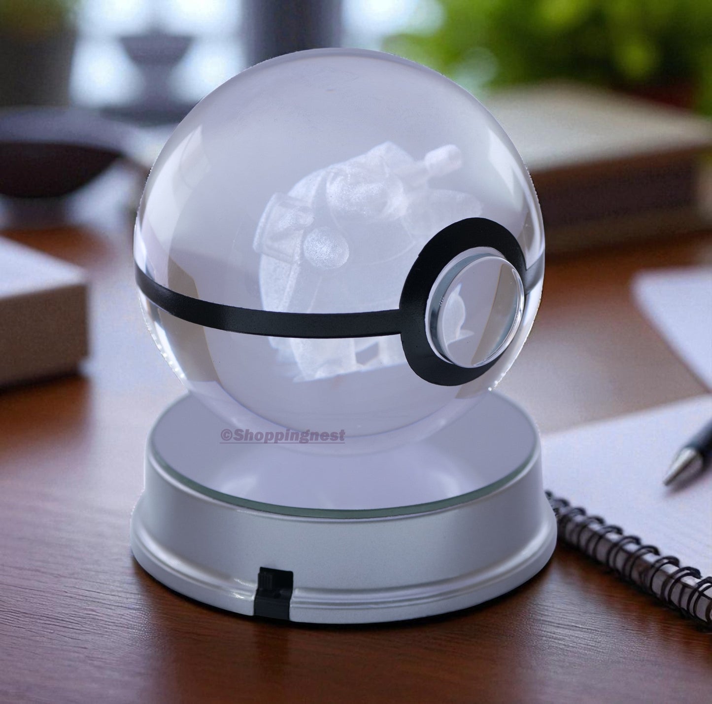 Blastoise Pokémon Crystal Poké Ball 3D Laser Engraved Figurine | Color Changing LED Night Lamp |PVC| Collectible by ShoppingNest