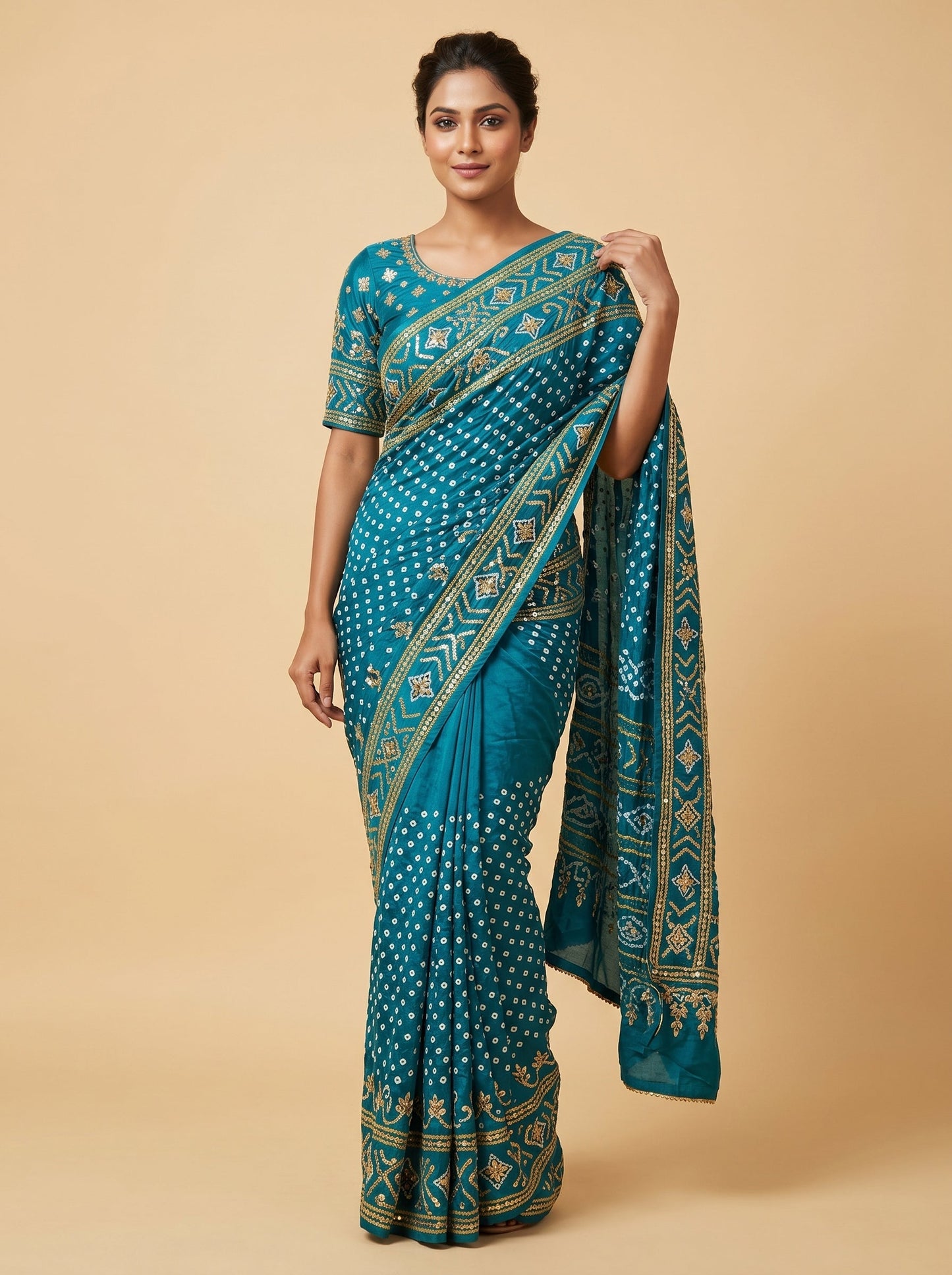 Cerulean Sky Blue Embroidered Saree