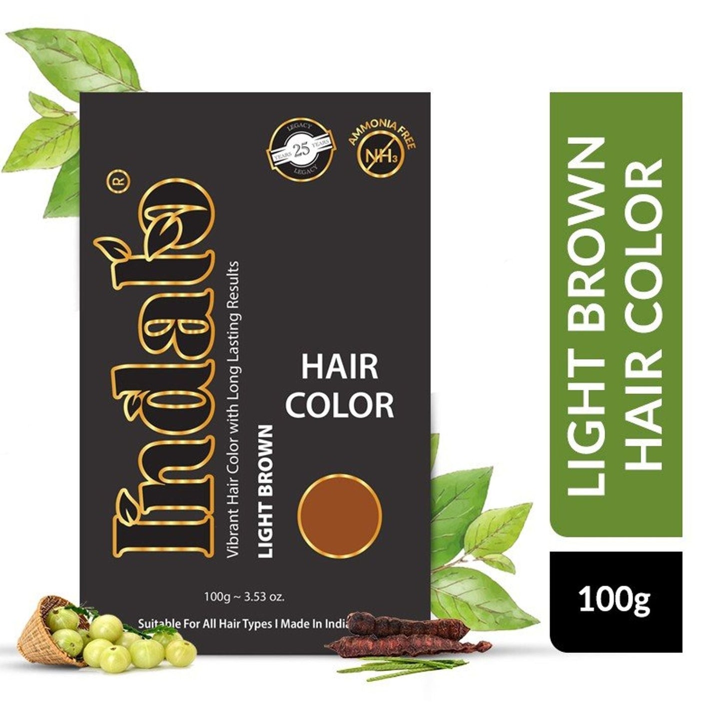 Indalo Ammonia-Free Vibrant Light Brown Hair Color With Natural Ingredients - Light Brown