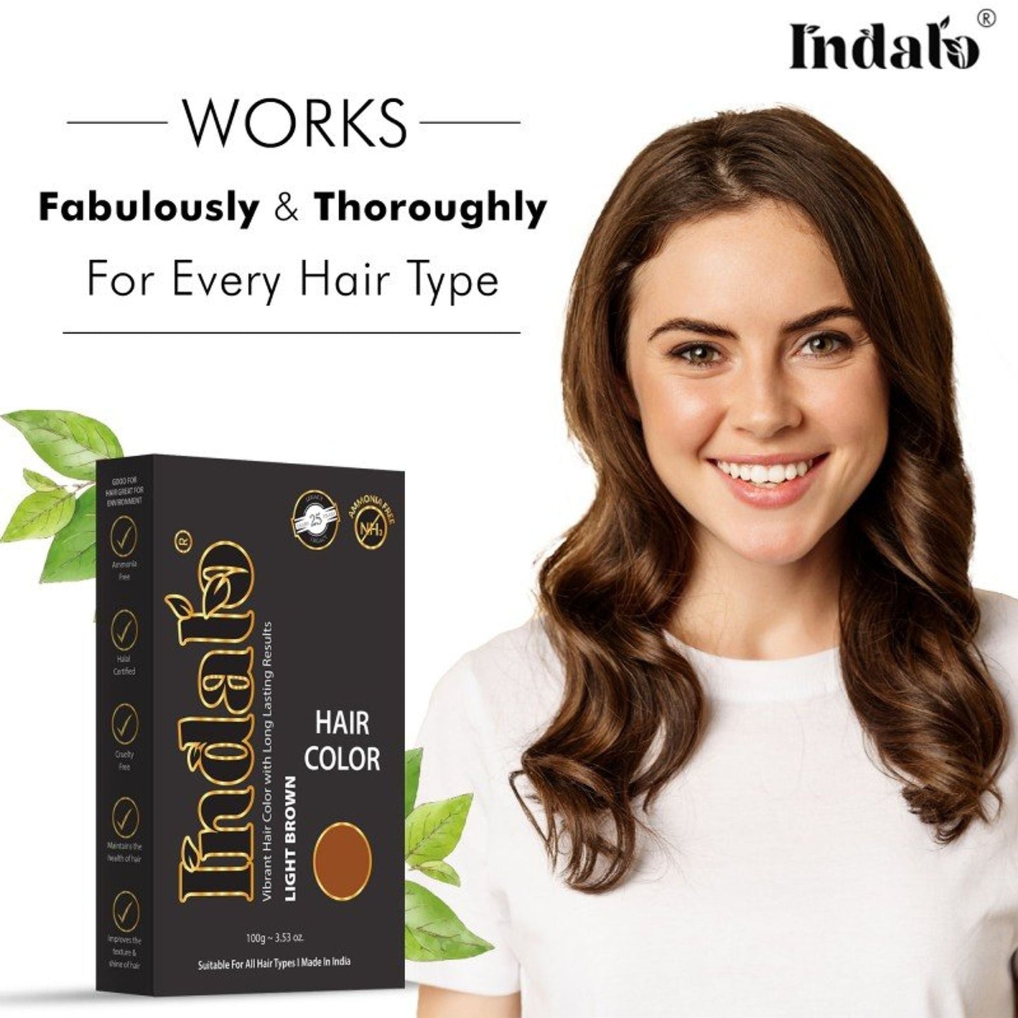 Indalo Ammonia-Free Vibrant Light Brown Hair Color With Natural Ingredients - Light Brown