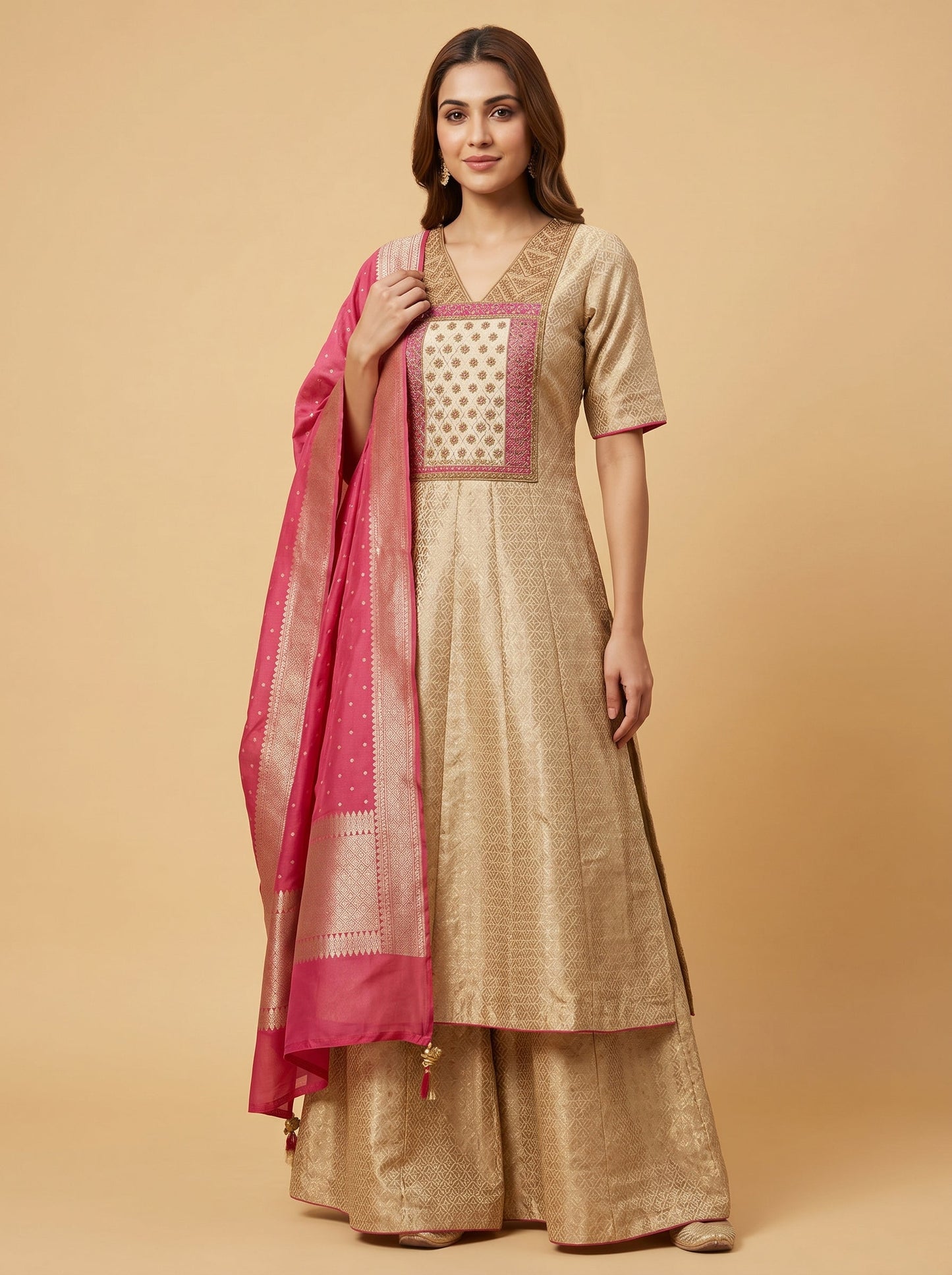 Champagne Beige Anarkali
