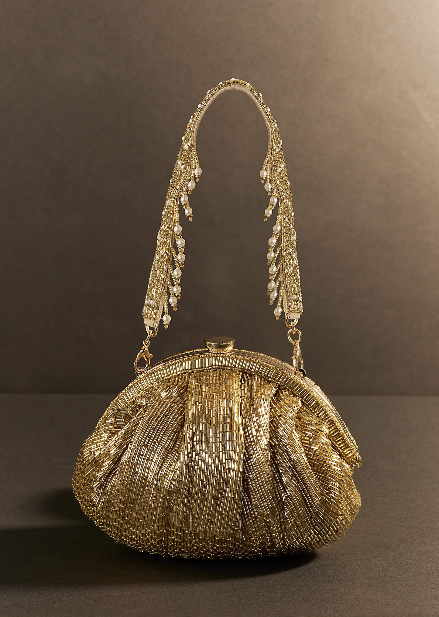 Champagne Gold Potli With Sequin Work