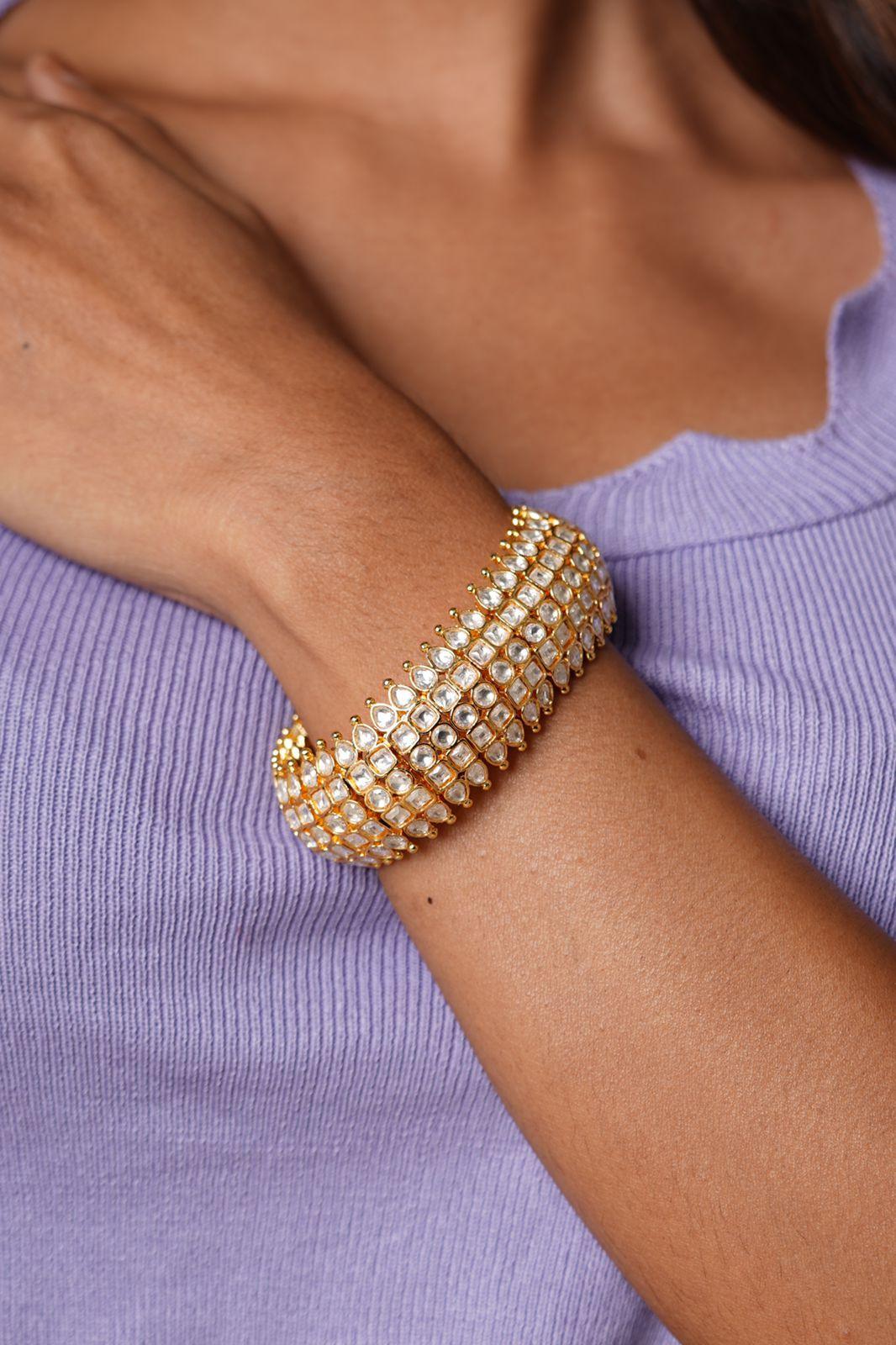 Channa Ve Flexi Polki Tennis Bracelet Style Kada