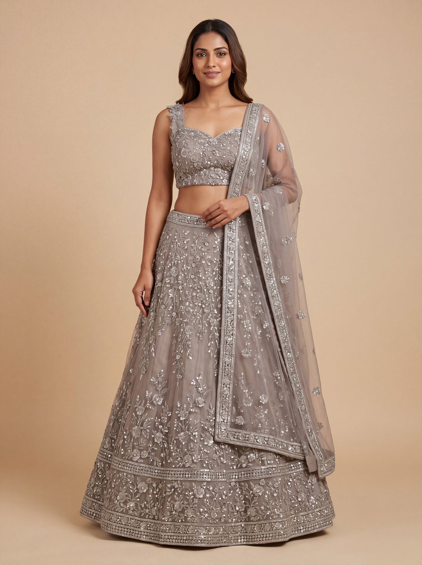 Charcoal Grey Elegant Gown