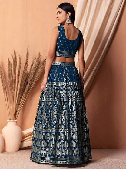 Tulsi Art Charming Blue Sequins Georgette Sangeet Wear Lehenga Choli