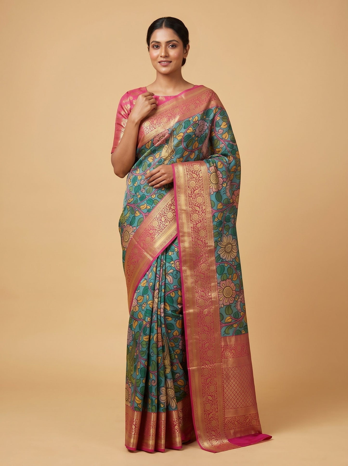 Chic Blue Urban Print Saree