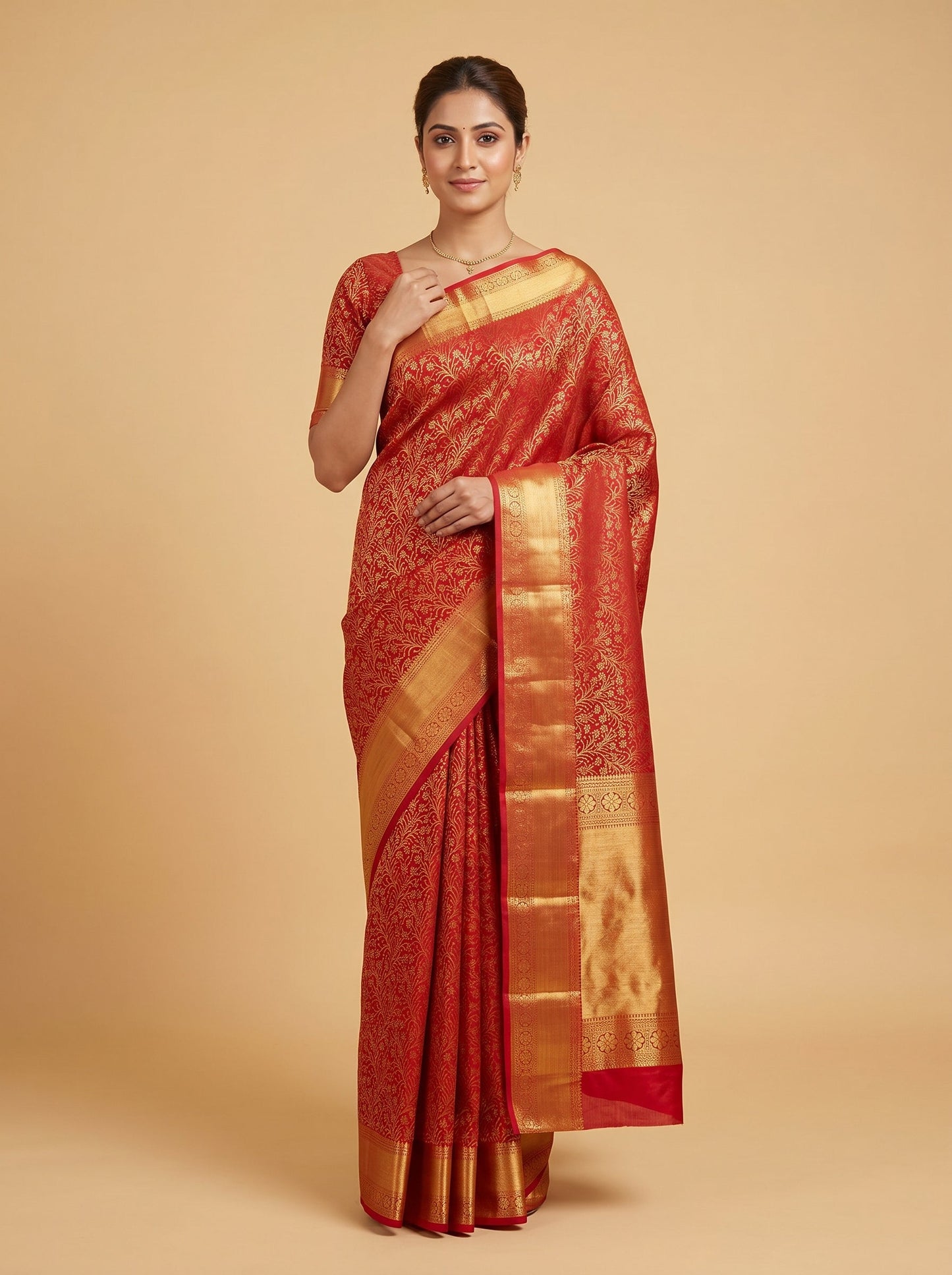 Classic Edge Red Handloom Saree