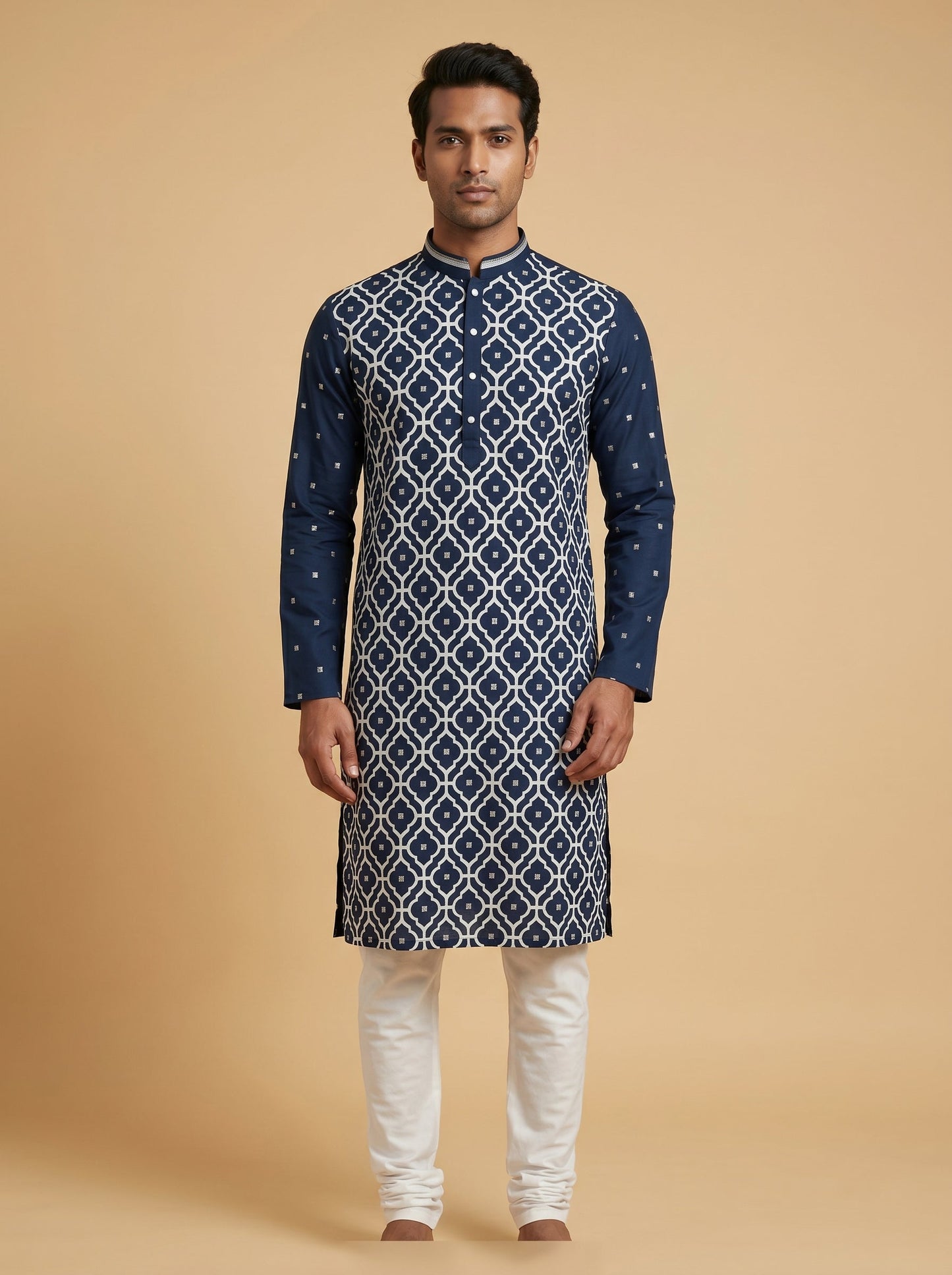 Classic Navy Blue Straight Kurta Set