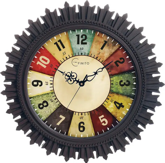 Efinito Analog 46 cm X 46 cm Wall Clock  (Multicolor, With Glass, Standard)