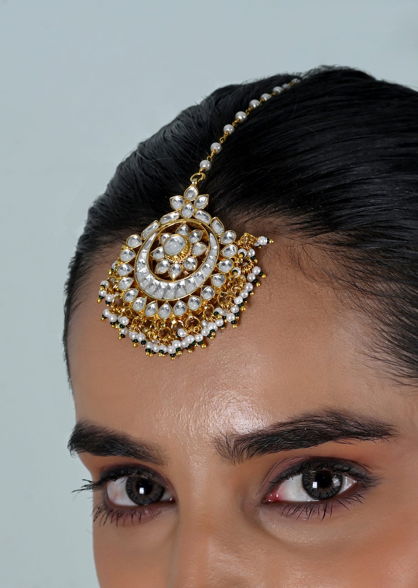 Classic White Kundan Maang Tikka